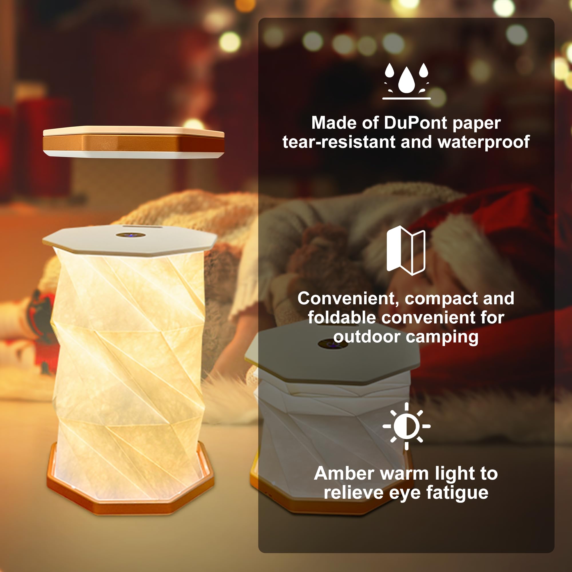 Dlufyei Folding Book Lamp, Book Light For Reading, Rechargeable Table Lamp Paper Lamp（Led）,Book Light As Book Lover And Christmas Decoration
