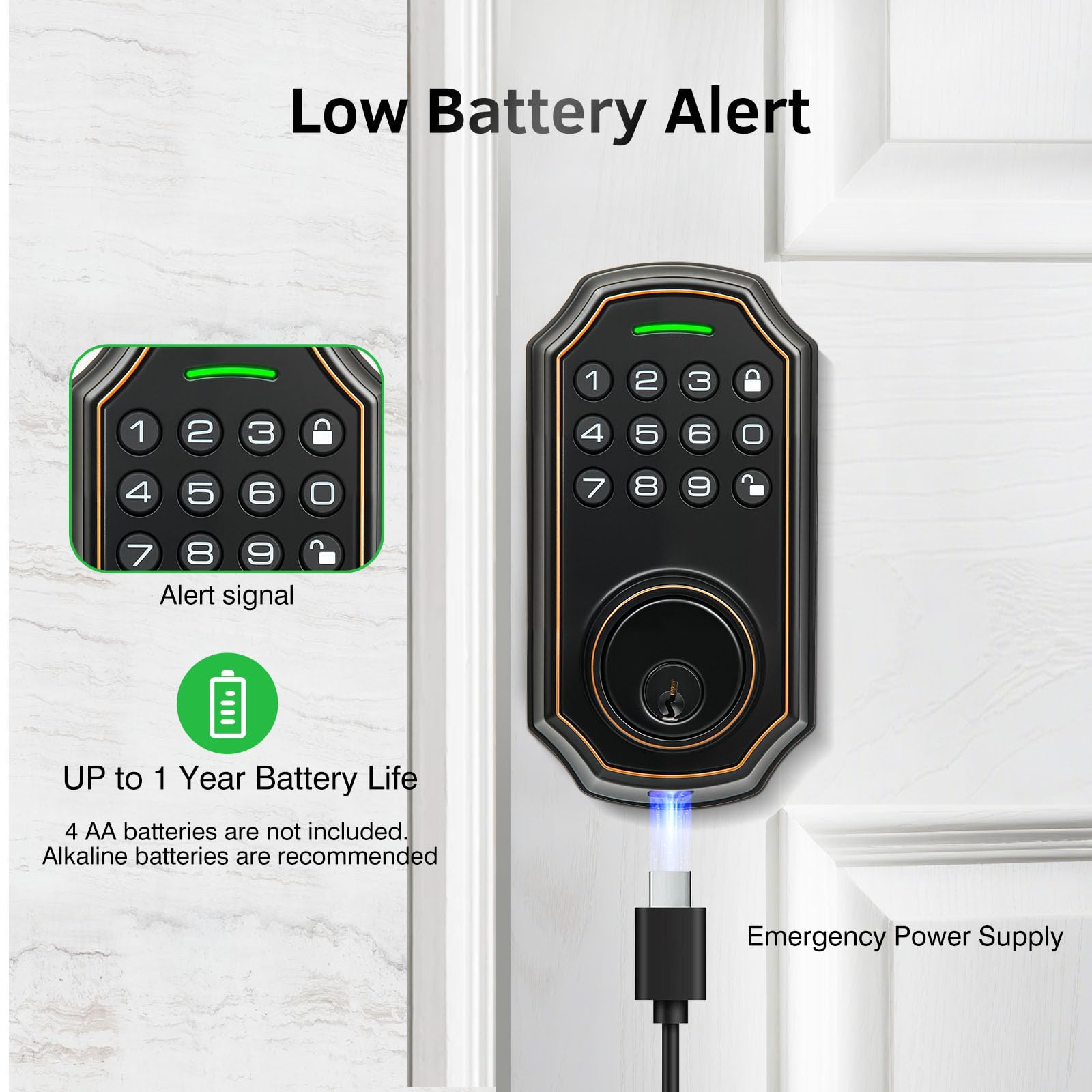 Subpot Smart Keyless Entry Door Lock With 2 Knobs,Front Door Lock Handle Set,Electronic Digital Keypad Deadbolt,Auto Lock,50 User Codes,Voice Prompts,Anti-Peeking Password,Home, Apartment,Satin Nickel
