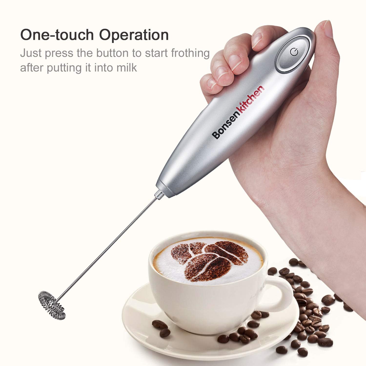 Bonsenkitchen 20-Speed Immersion Hand Blender With Whisk For Smoothies Puree Baby Food, And Milk Frother Handheld For Coffee-Bundle