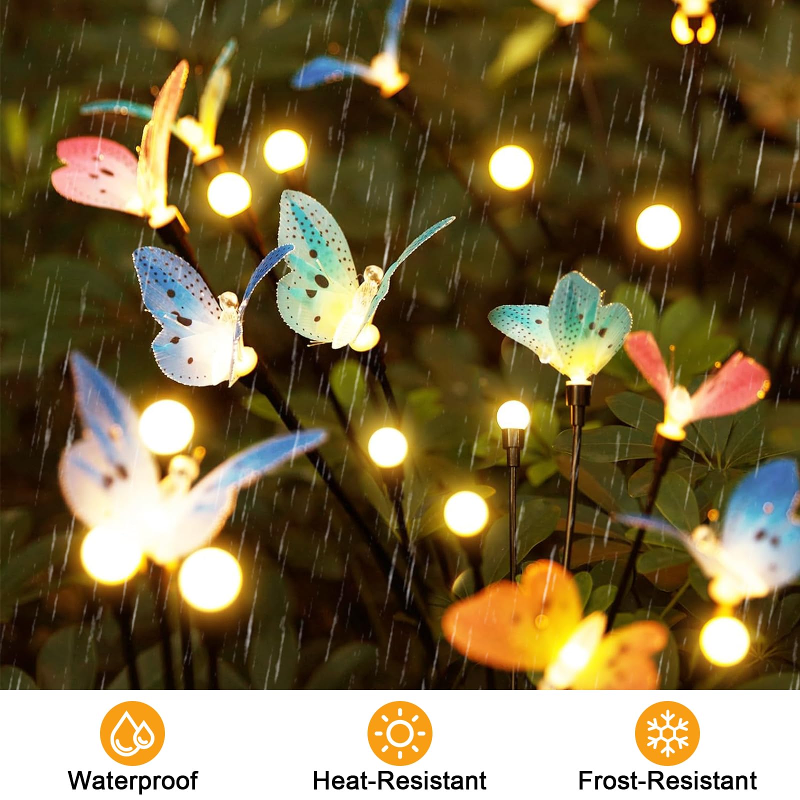 Jimacro Solar Butterfly Lights, 2 Pack With 8Leds Swaying, Waterproof Solar Powered Led Decorative Garden Lights For Outdoor Pathway,  For Mother'S Day