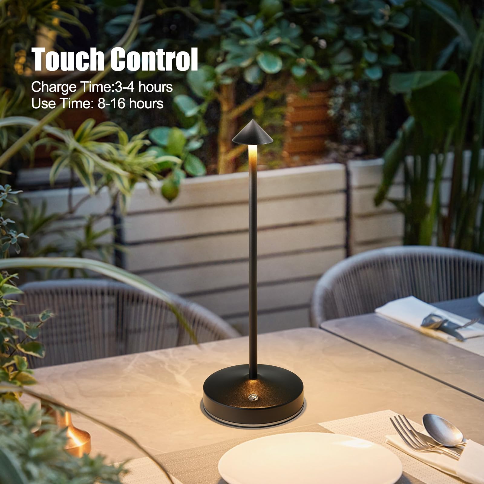Kpshine Rechargeable Table Lamp Cordless,3000 Mah Battery Powered Lamp 2 Level Dimmable Table Lamps Mini Table Lamp In Aluminium 3000K Touch Lamp Cordless Table Lamps For Indoor & Outdoor (Black)