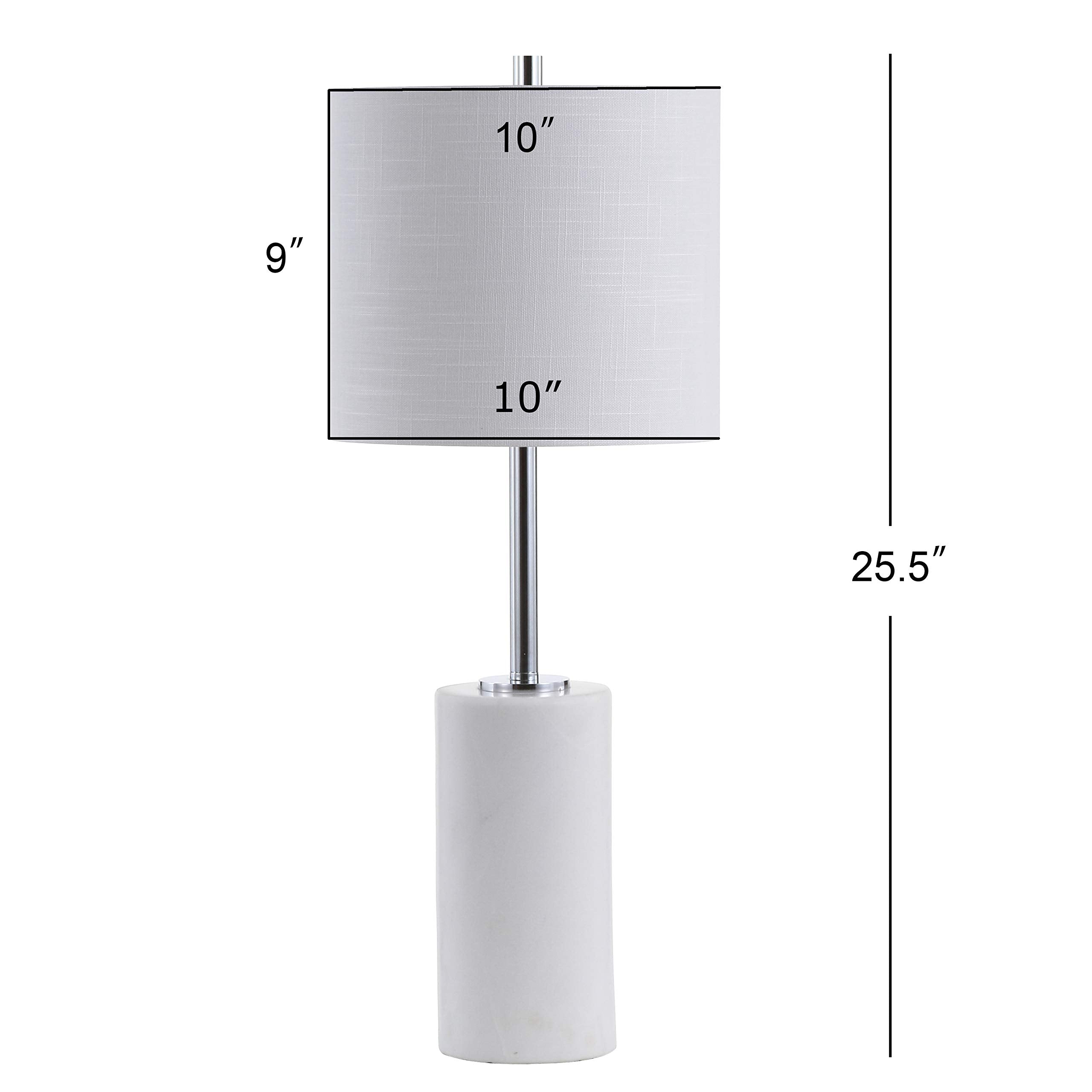 Jonathan Y Jyl2007A Aksel 25.5" Marble Led Table Lamp Contemporary Transitional Modern Bedside Desk Nightstand Lamp For Bedroom Living Room Office College Bookcase Led Bulb Included, White/Chrome