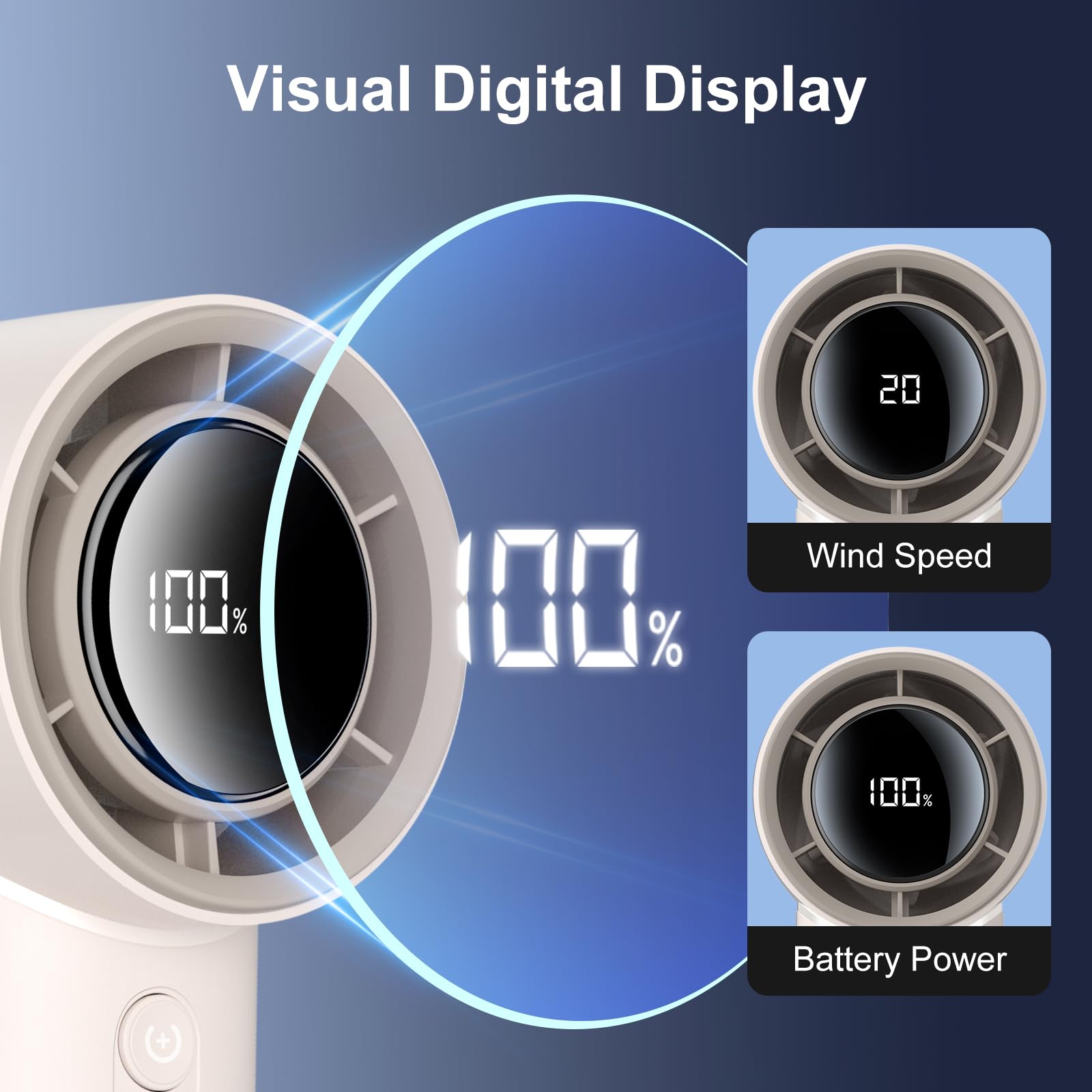 Otpeir Portable Fan, Turbo Handheld With Adjustable Speed(1-100), 4000Mah Battery Rechargeable