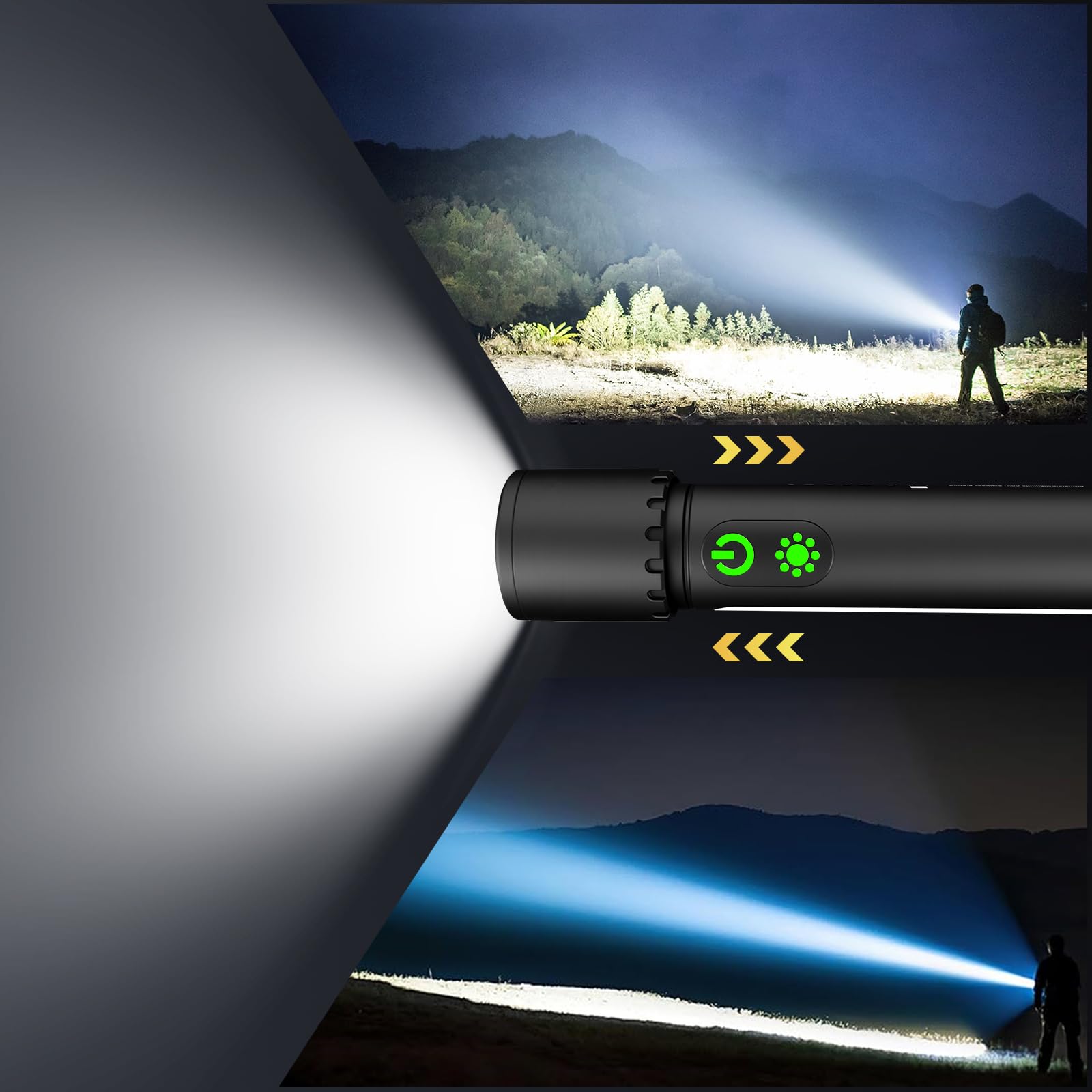 Annteneo Rechargeable Flashlight 3 Light Source, 990000 Lumens Magnetic Flashlights High Lumens, 9 Modes With Side Work Light, Dual Switch Operate, Waterproof & Adjustable For Home Outdoors Emergencies Working