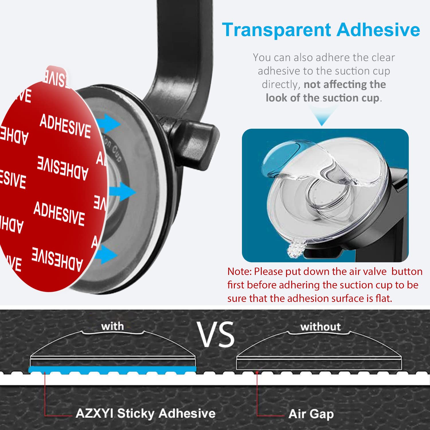 Azxyi Very High Bond Sticky Adhesive, 6 Pack Dashboard Pad Mounting Disk Adhesive Replacement Kit, Double-Sided Stickers For Suction Cup Dashboard Phone Holder & Windshield Car Mount