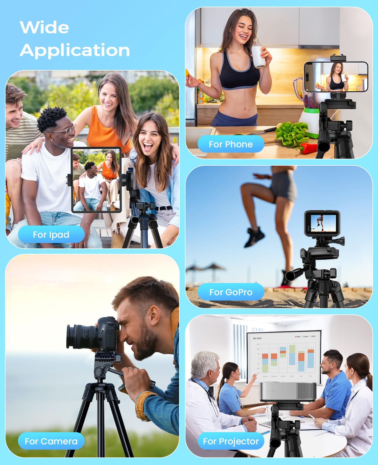 Mactrem 67Inch Tripod Stand For Ipad&Iphone-Adjustable Portable Phone Tablet Tripod Holder With Remote,Heavy Duty Lightweight Travel Tripod For Selfies,Video Recording,Vlogging,Photo,Ipad Stand Tripod