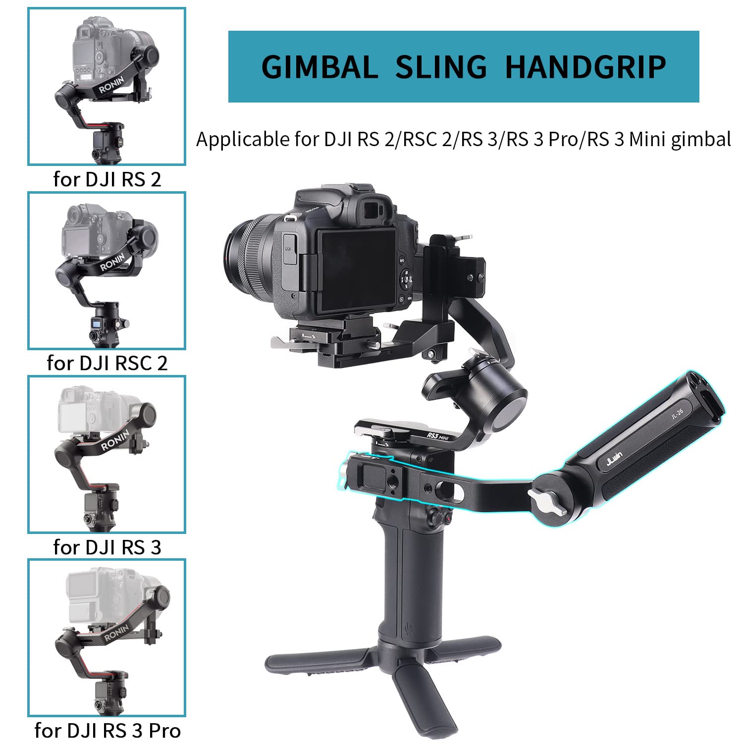 Fotga Angle Adjustable Handle Hand Grip Handhold Bracket Stabilizer For Dji Ronin Rsc 2 / Rs 2 / Rs 3 / Rs 3 Pro/Rs 3 Mini / Rs4 And Pro Gimbal Stabilizer