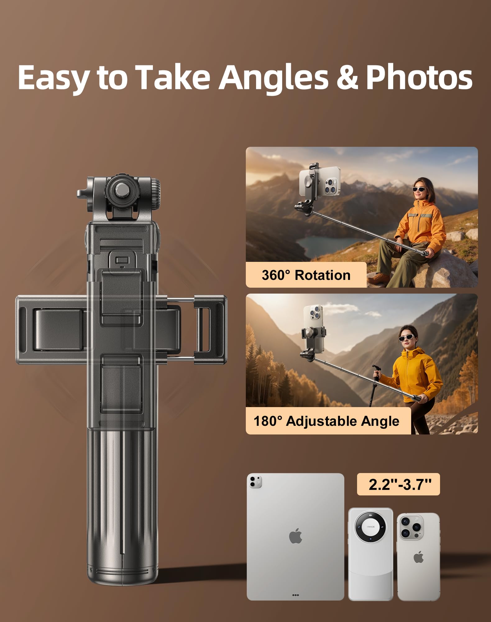 Atkttop Mini But 67'' Selfie Stick Tripod For Iphone Android Compact Stable Telescopic Legs With Remote Control 1/4 Extension Interface, Anti-Shake Stability (Black, M17)