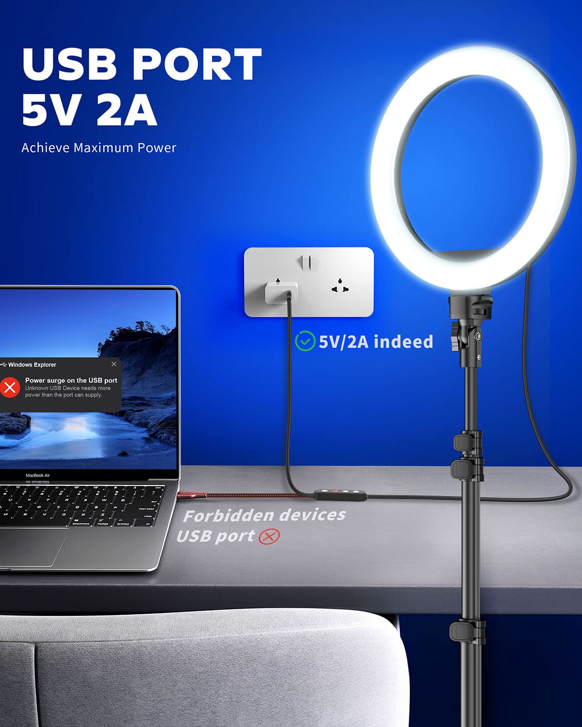 Kaiess 10.2" Selfie Ring Light With 65" Adjustable Tripod Stand & Phone Holder For Live Stream/Makeup, Dimmable Led Ringlight For Tiktok/Youtube/Zoom Meeting/Photography
