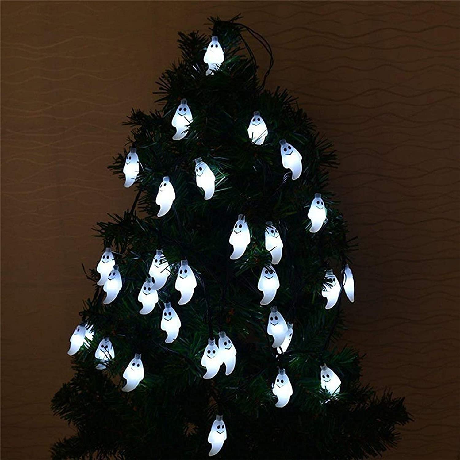 Snomyrs Halloween Decoration Lights 21Ft Led Ghost String Lights 30 Led Battery Powered String Light With 8 Modes For Patio Garden Gate Yard Halloween Christmas Decoration(White)