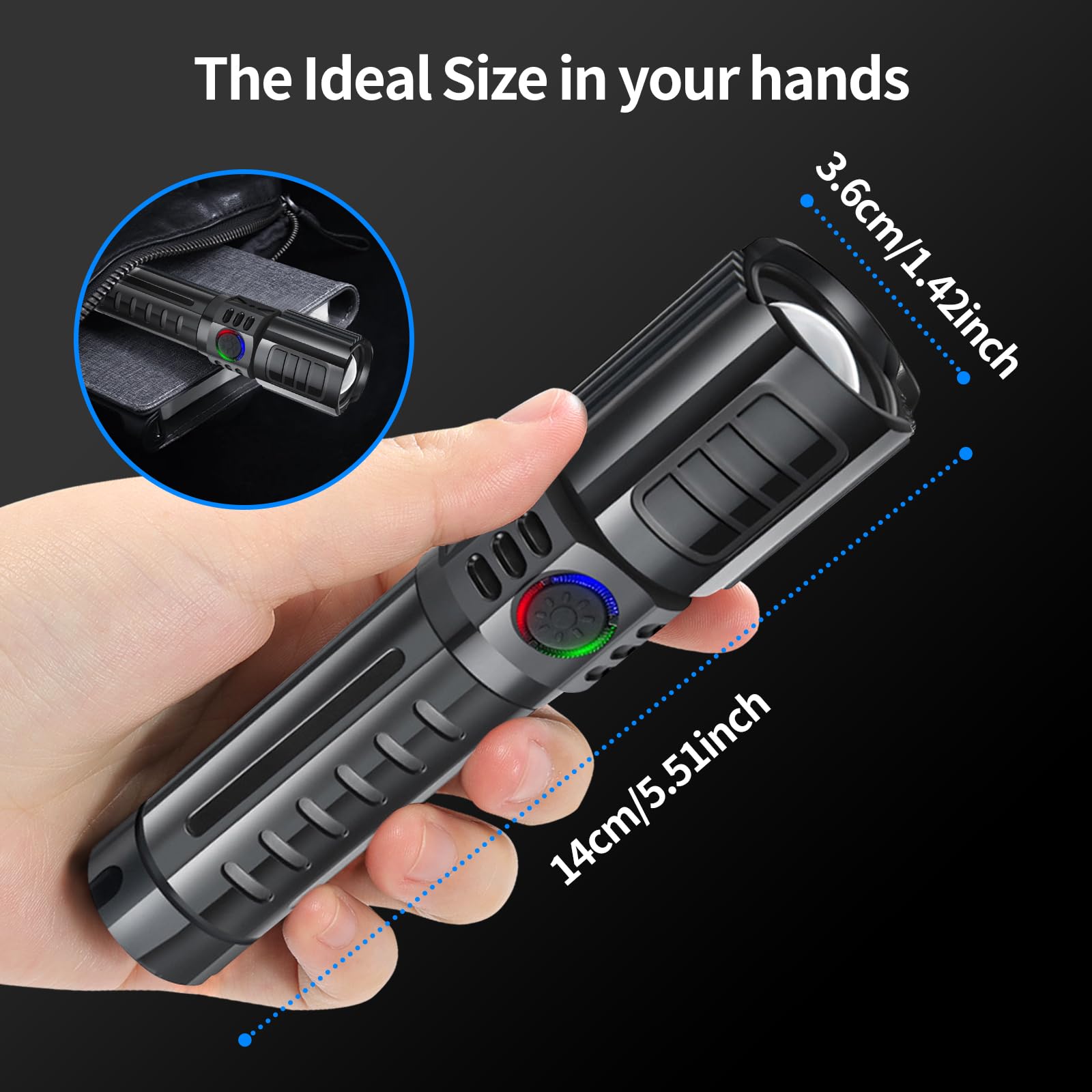 Luozroll Led Flashlight 2 Pack Mini Camping Flashlights With 3 Modes, Tactical Flashlight, Waterproof Zoomable Flash Light For Camping Gear、Hiking & Emergency