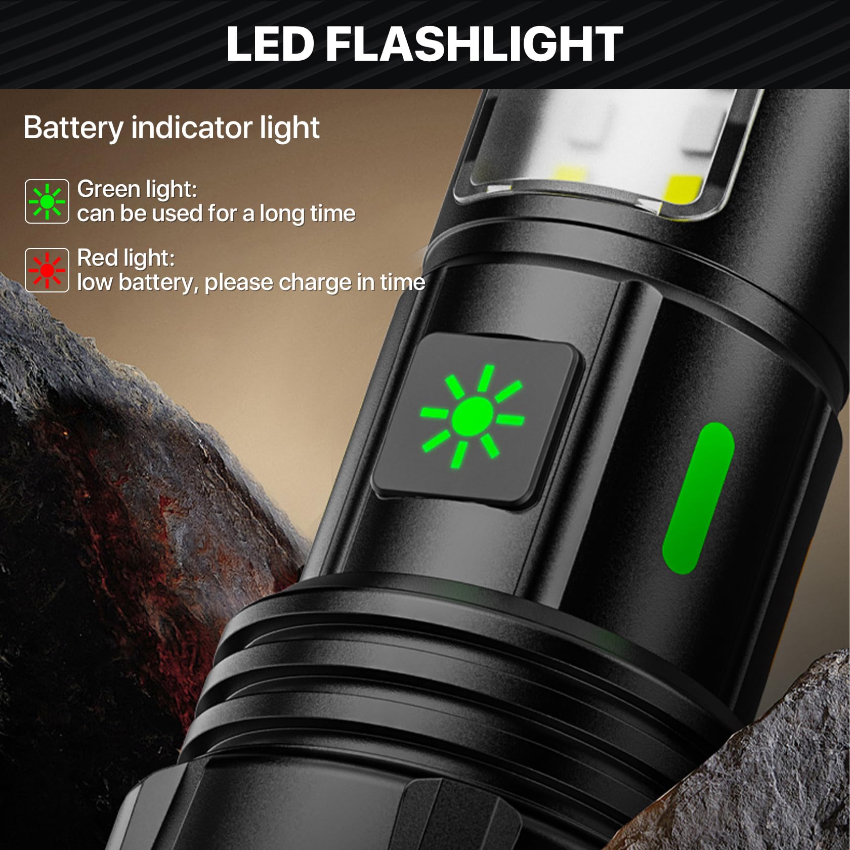 Lutw Rechargeable Flashlights High Lumens, Powerful Led Utility Flashlight Super Bright 5 Modes, Waterproof Camping Flashlight Zoomable Usb C, For Emergency Hiking Home , 1 Pack