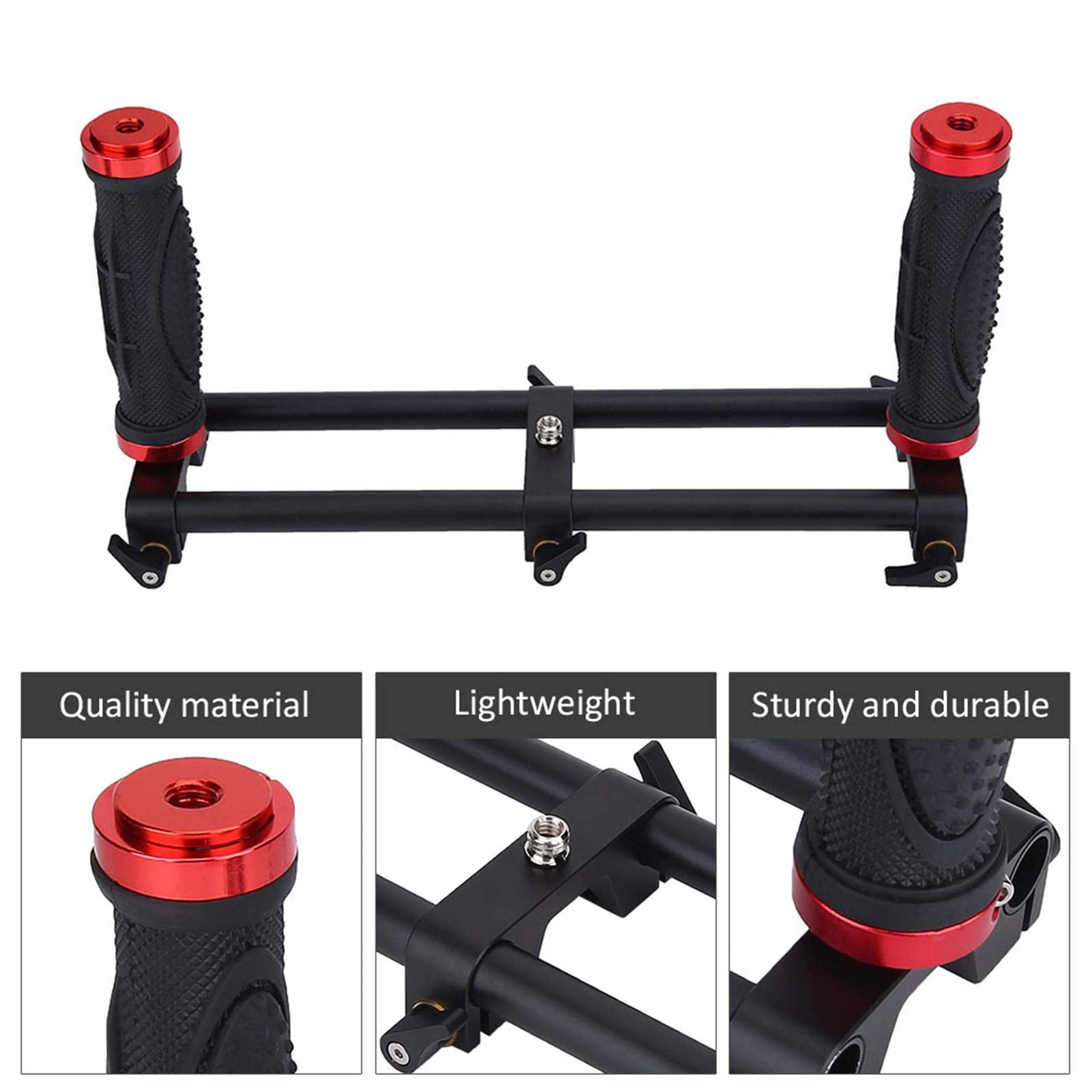 Agatige Camera Dual Grip Extender Handle Gimbal Stabilizer Rig Accessory With 1/4' Inch Screws And 3/8" Screws, With Most Stabilizers And Cameras