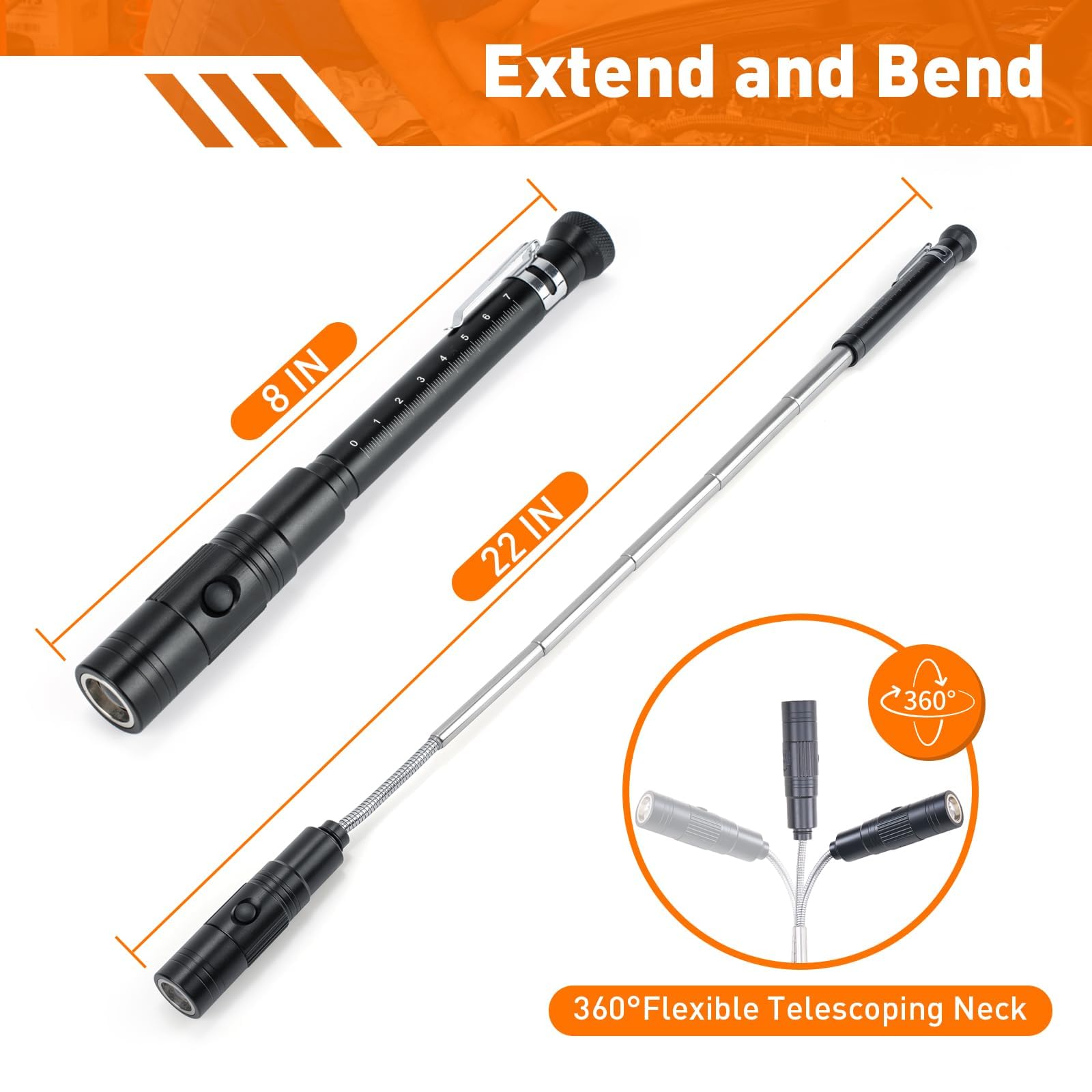 Egifi  For Him, Rechargeable Magnetic Pickup Tool, Telescoping Magnetic Flashlight Pick Up Tool, Cool Gadgets Birthday  For Men, Husband, Boyfriend