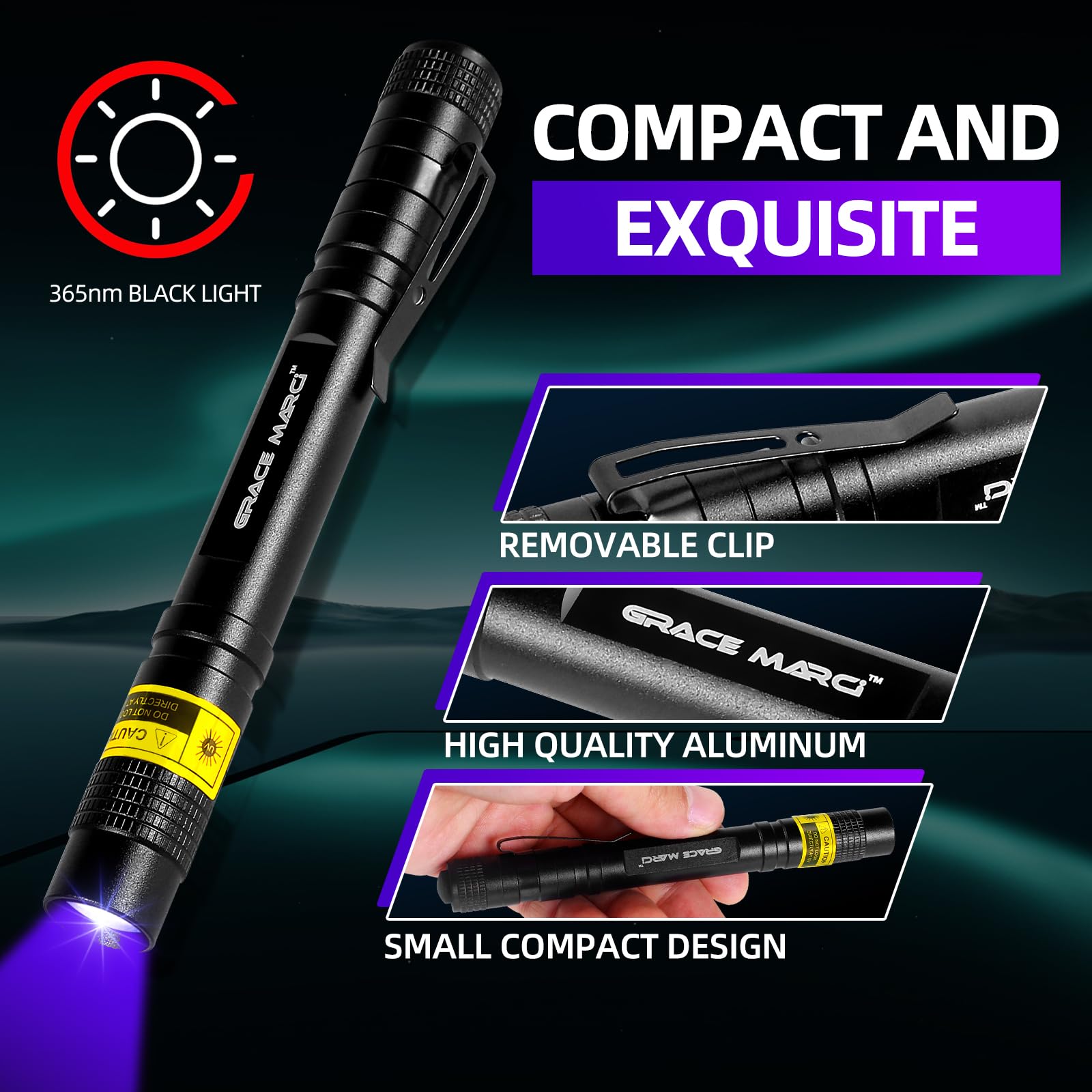 Grace Marci Uv Flashlight 2 Pack, 100 Led 395Nm Black Light And 3W Mini 365Nm Uv Pen Flashlight, Pet Urine Detector For Dog/Cat Urine, Dry Stain, Bed Bug, Scorpion (Battery Include) (100 Led/3W Pen Flashlight)