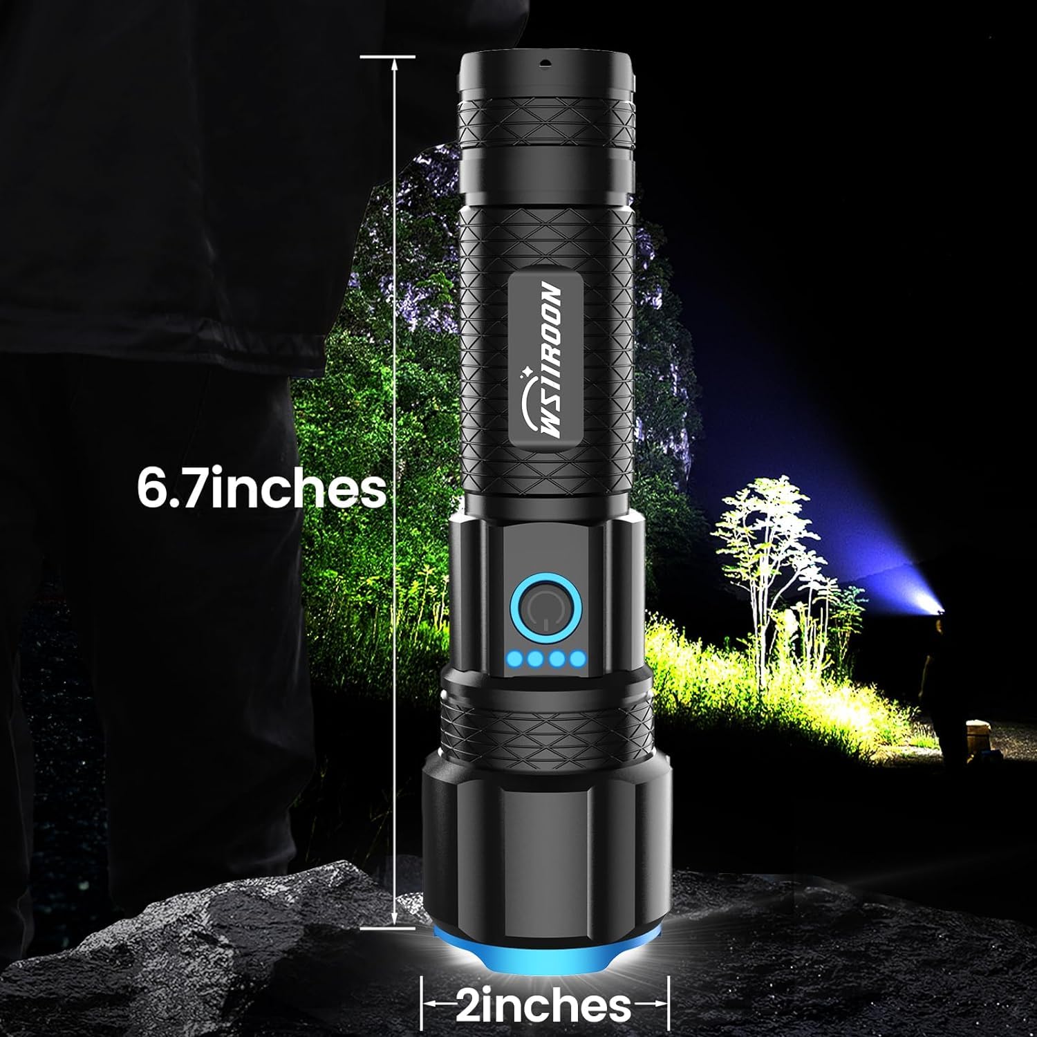 Wsiiroon Rechargeable Led Flashlights High Lumens, 220000 Lumens Super Bright Flashlight With 5 Modes,Ipx7 Watarproof, Powerful Handheld Flash Light For Home Camping Emergency(2 Pack)