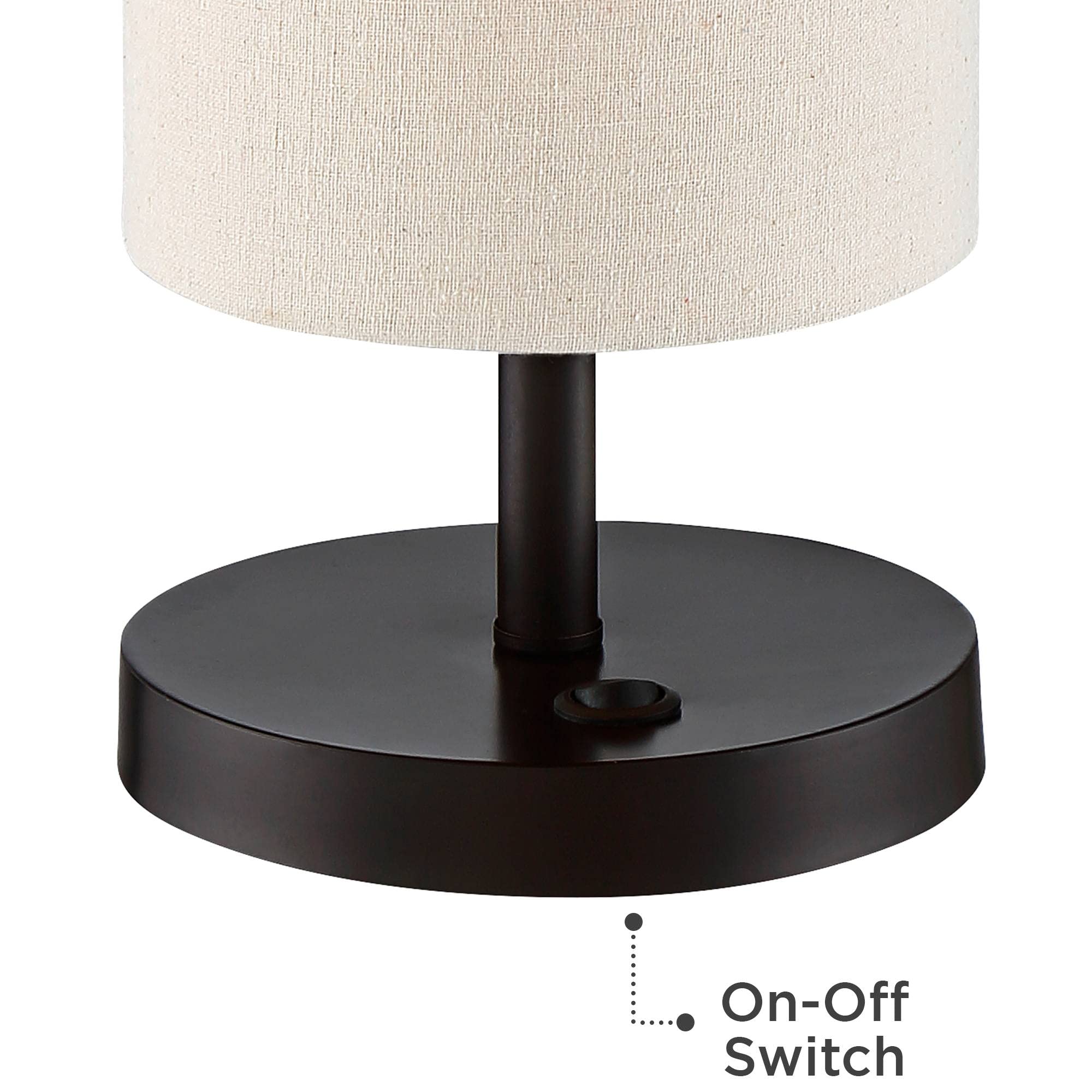 360 Lighting Heyburn Modern Accent Table Lamp With Hotel Style Usb And Ac Power Outlet In Base 20" High Dark Bronze Oatmeal Cylinder Shade For Living Room Desk Bedroom House Bedside