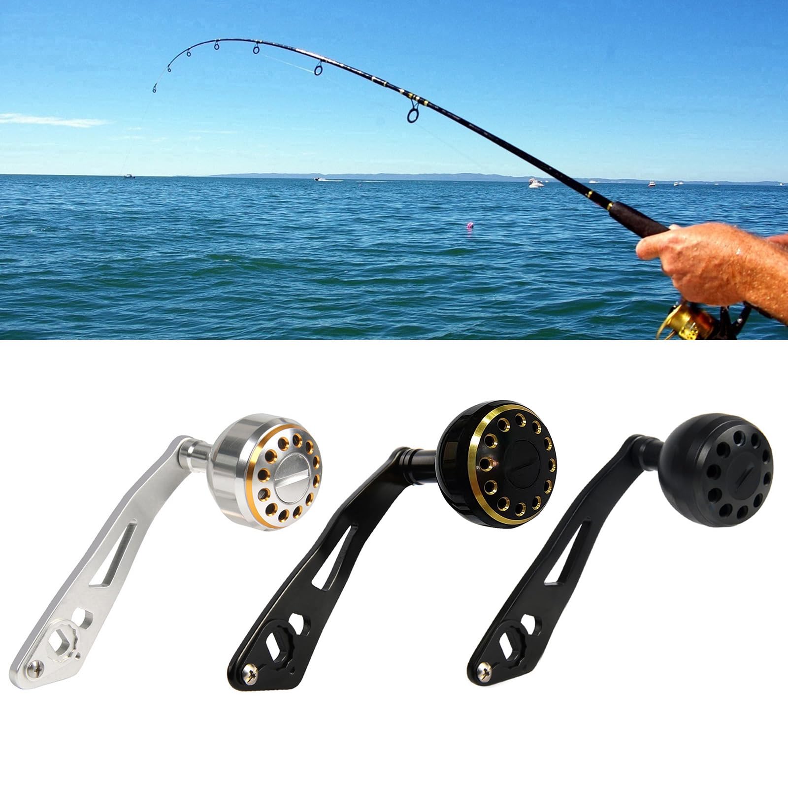 Heoter Single Fishing Reel Handle Metal Fishing Reel Replacement Fishing Tackle Tools For Low Reel