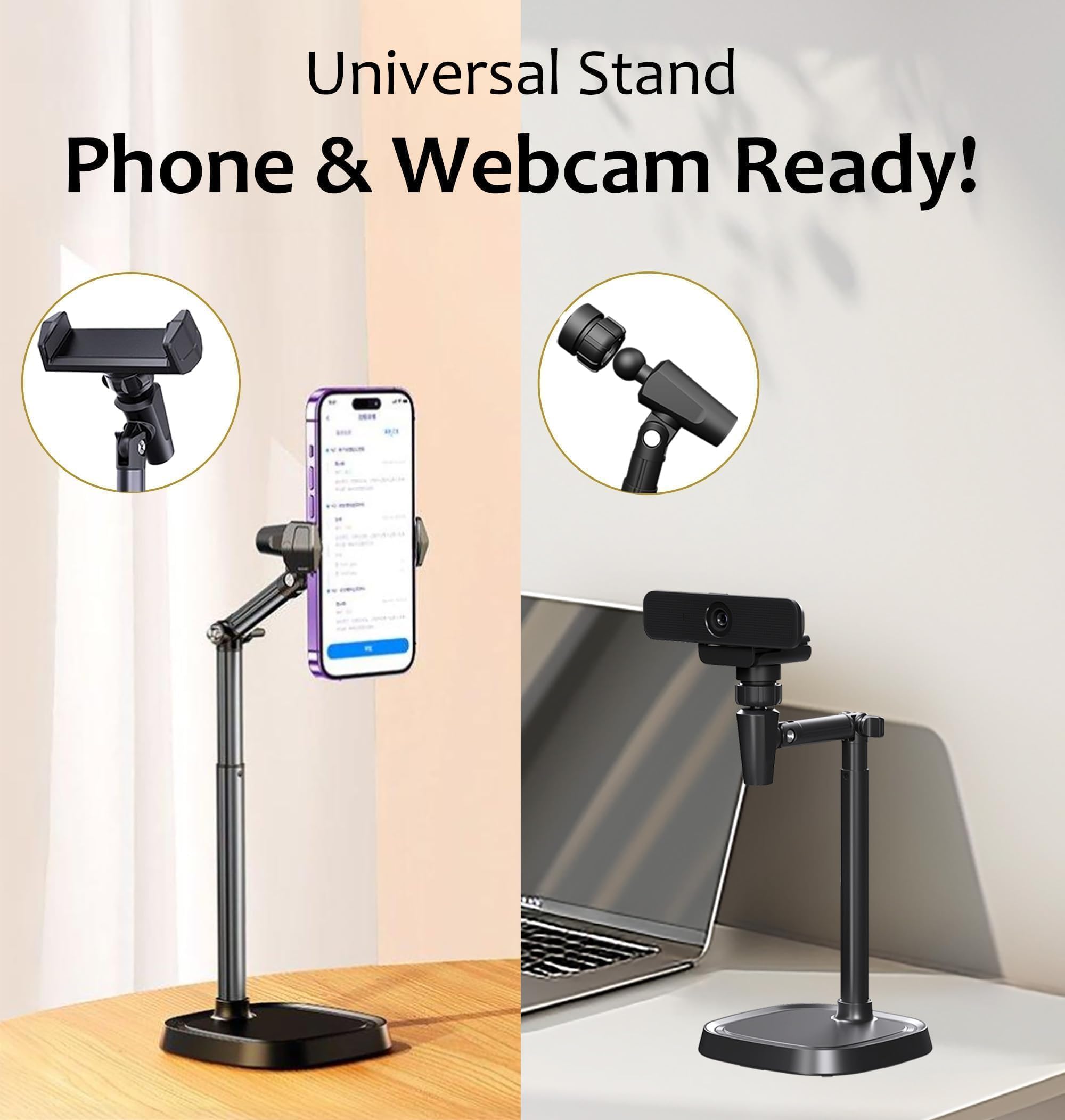 Tomgear Webcam Stand Camera Mount Cellphone Stand For Webcam C925E C922X C922 C930E C930 C920 C615 Brio 4K, Dslr Camera Right Light With 1/4" Thread, 1-Pack