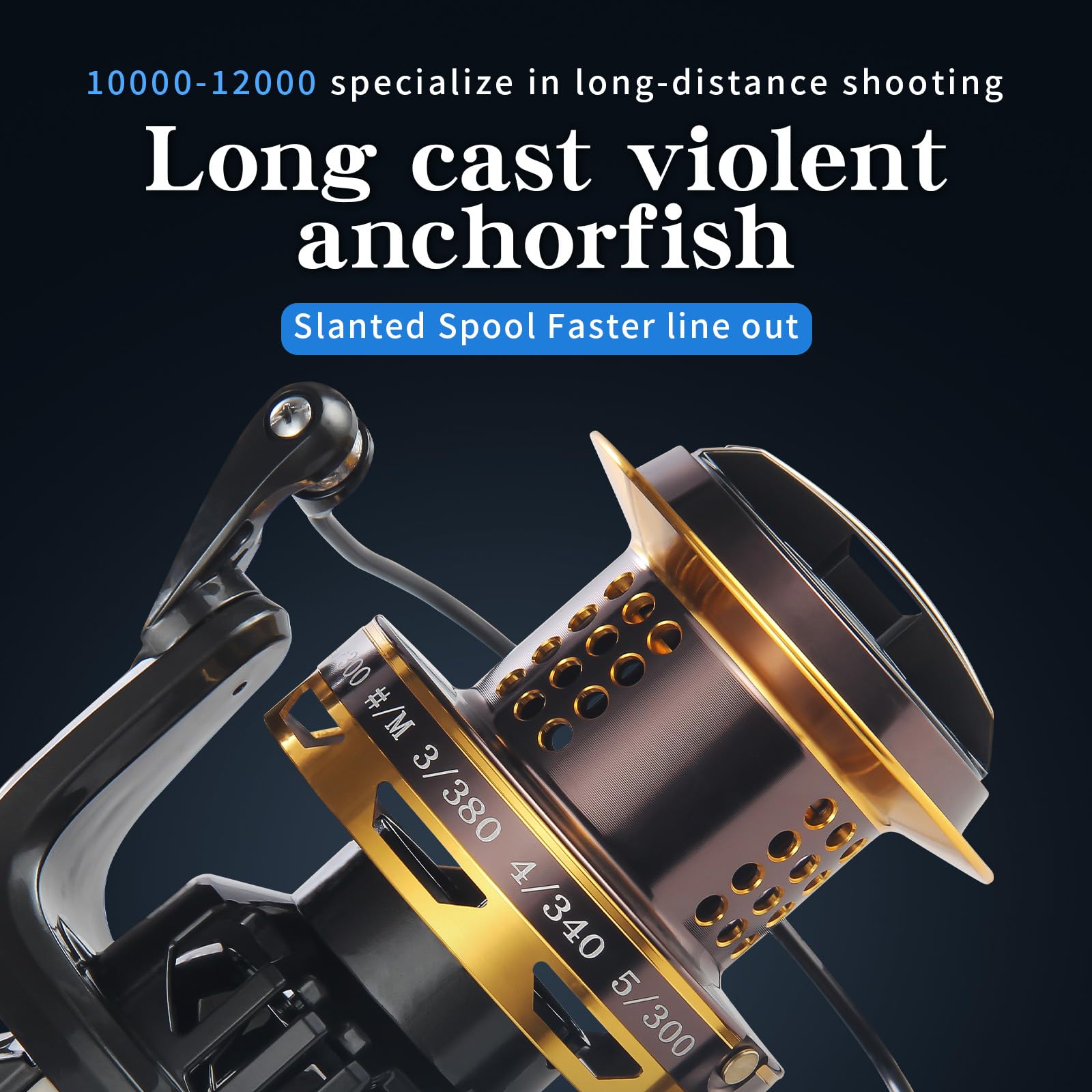Haut Ton 8000/10000/12000 Big Game Surf Spinning Fishing Reel,20Kg Drag Power. Backlash- Bearings,Metal Reel Seat,Zinc Alloy Gear For Saltwater Inshore And Offshore Fishing