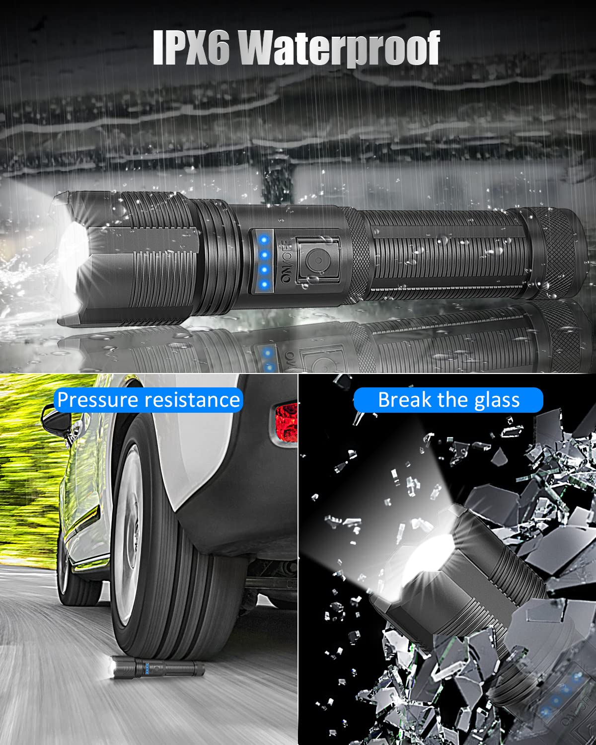 Gearmatte Led Utility Flashlights Rechargeable,Xhp50 High Lumens Super Bright Flashlight With Zoomable,5Modes,Ipx6 Waterproof Powerful Handheld Flashlight For Outdoor Camping Emergency 2 Pack
