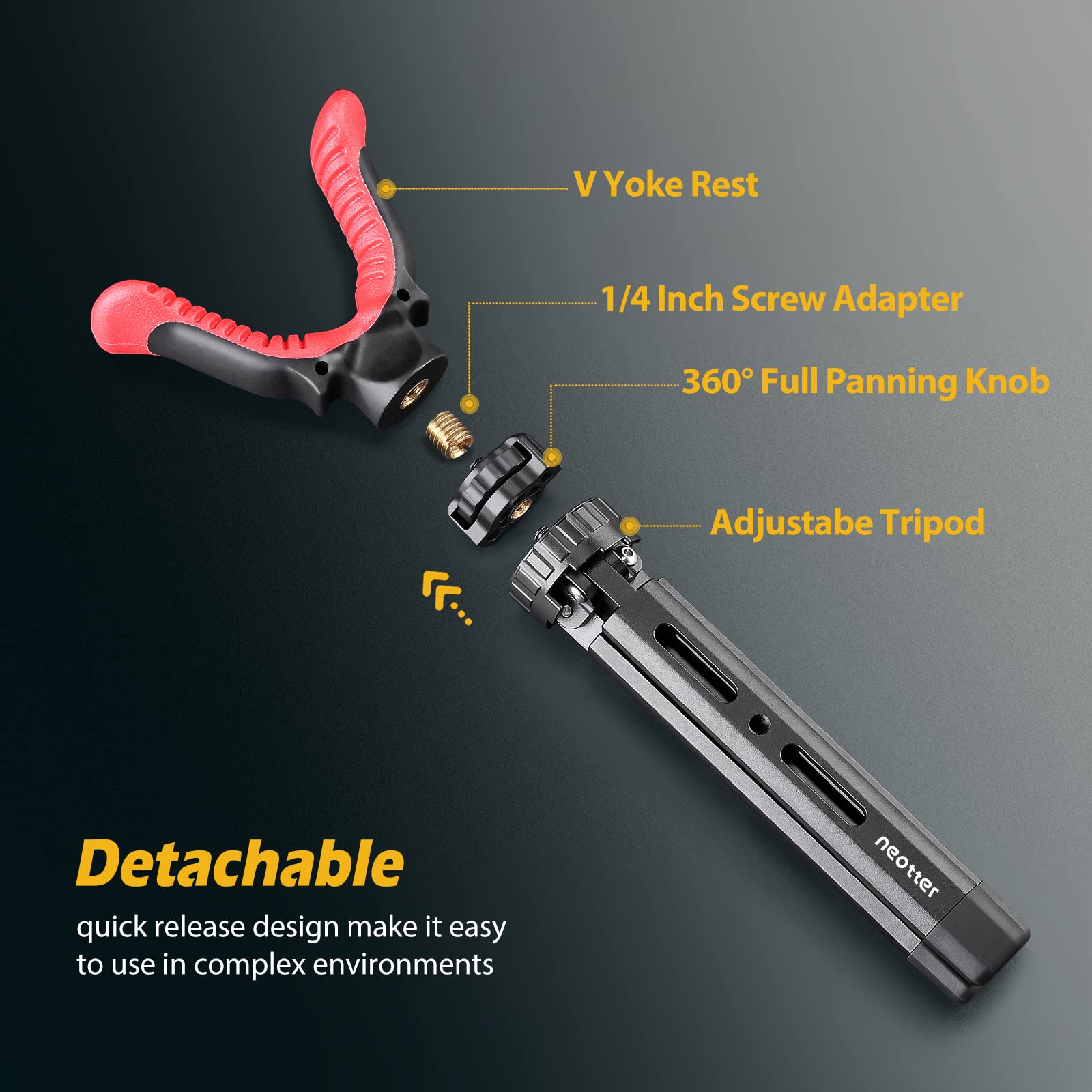Neotter Camera Tripod Rest, 360 Degree Rotation Adjustable Height V Yoke Stand