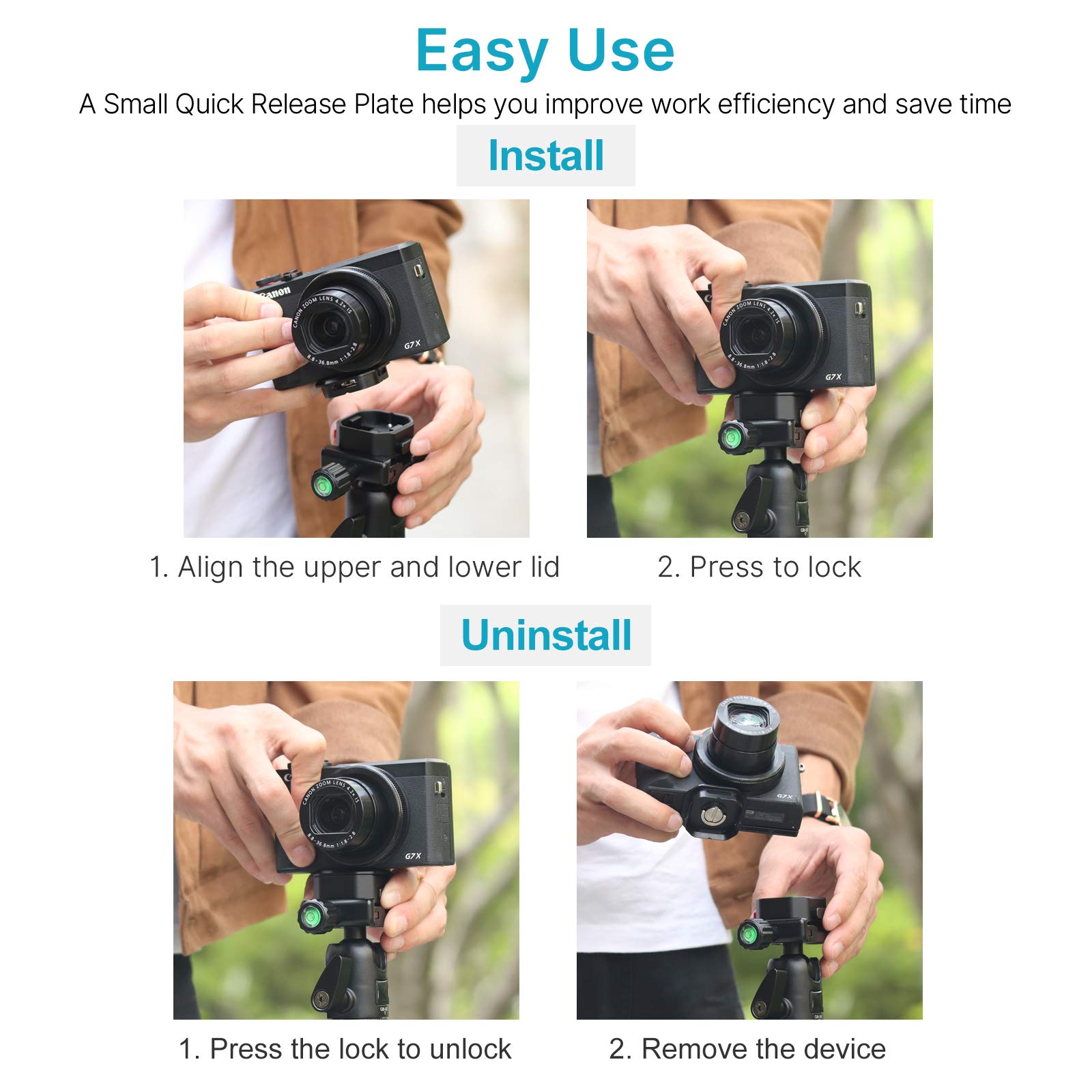 Uurig Claw Quick Release Plate Camera Mount W Arca Swiss Slot, Dslr Stabilizer Adapter Compatible With Sony/Nikon/Canon Cameras Zhiyun/Dji Gimbal/Slider/Tripod Plate 1/4" Screw Video Shooting