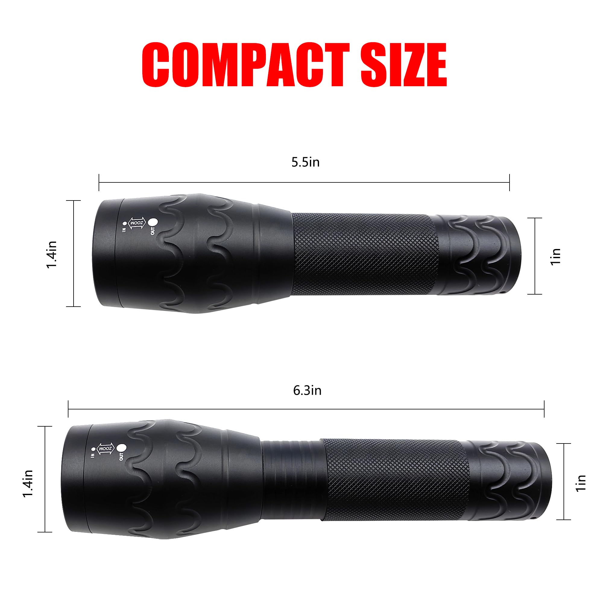 Fadomall Red Light Led Flashlight 660Nm - 670Nm, Single Mode, Zoomable Flashlights For Hunting, Night Observation, Astronomy