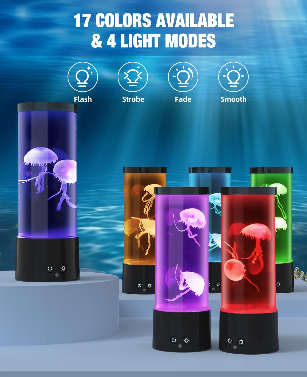 Guardwee Jellyfish Lamp With 17 Light Effects - Mood Table Lamp Night Light With Remote, Jelly Fish Tank Aquarium For Living Room, Christmas Birthday For Kids