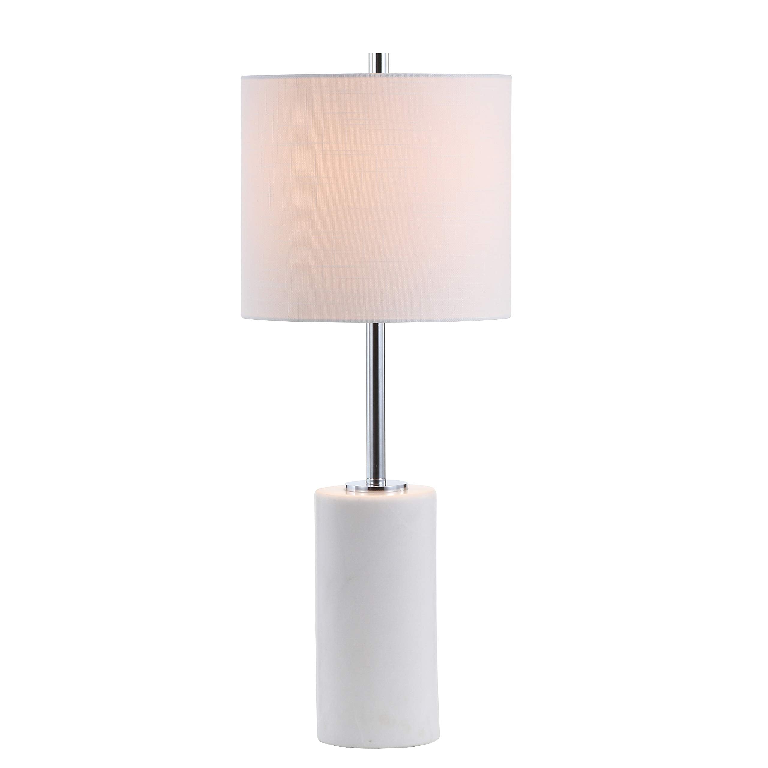 Jonathan Y Jyl2007A Aksel 25.5" Marble Led Table Lamp Contemporary Transitional Modern Bedside Desk Nightstand Lamp For Bedroom Living Room Office College Bookcase Led Bulb Included, White/Chrome