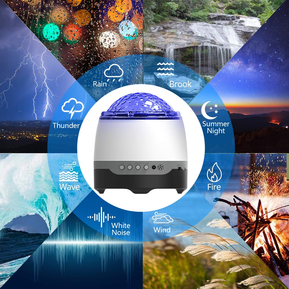 Elec3 Galaxy Projector, Star Light Projector For Bedroom, Sleeping Soothing White Noise Sound Machine With Remote, Timer, Music Speaker, 8 Soother Sounds Ocean Wave Projector For Baby Kids Adults Relaxation