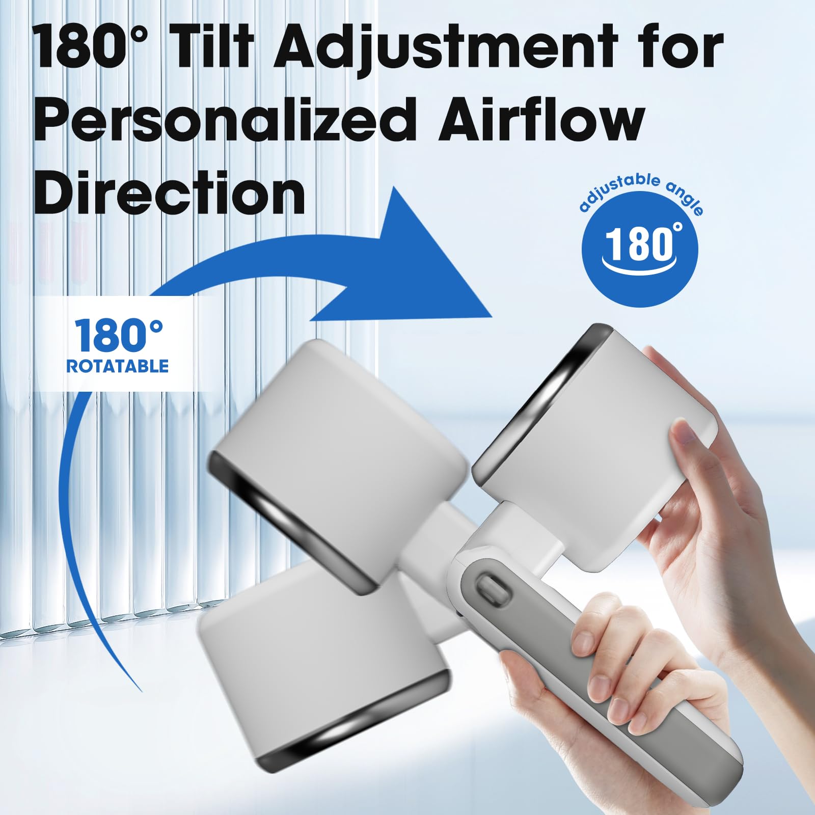 Portable Hand Fan With Smart Digital Display,Foldable Design,5 Speed Adjustable And Usb Rechargeable