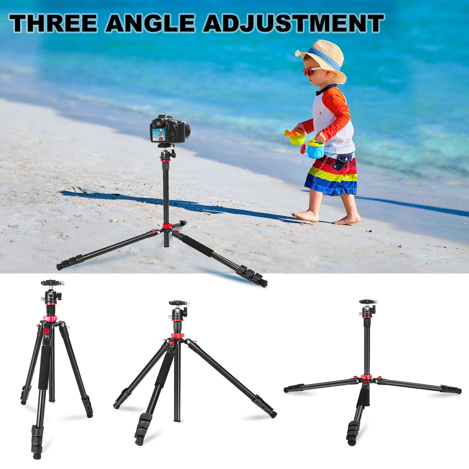 Camerig Camera Tripod, 78.7" Tripod For Camera, Aluminum Professional Camera Tripods & Monopods Load Up To 17.6 Lbs