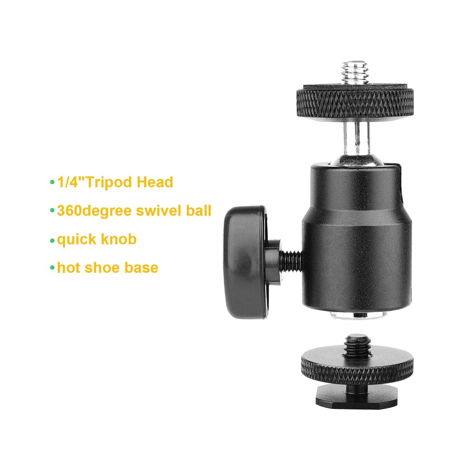 Anwenk Ball Head Shoe Mount Camera Ball Mount Clamp W/ 1/4"-20 Tripod Head Hot Shoe Adapter And Cool Super Clamp