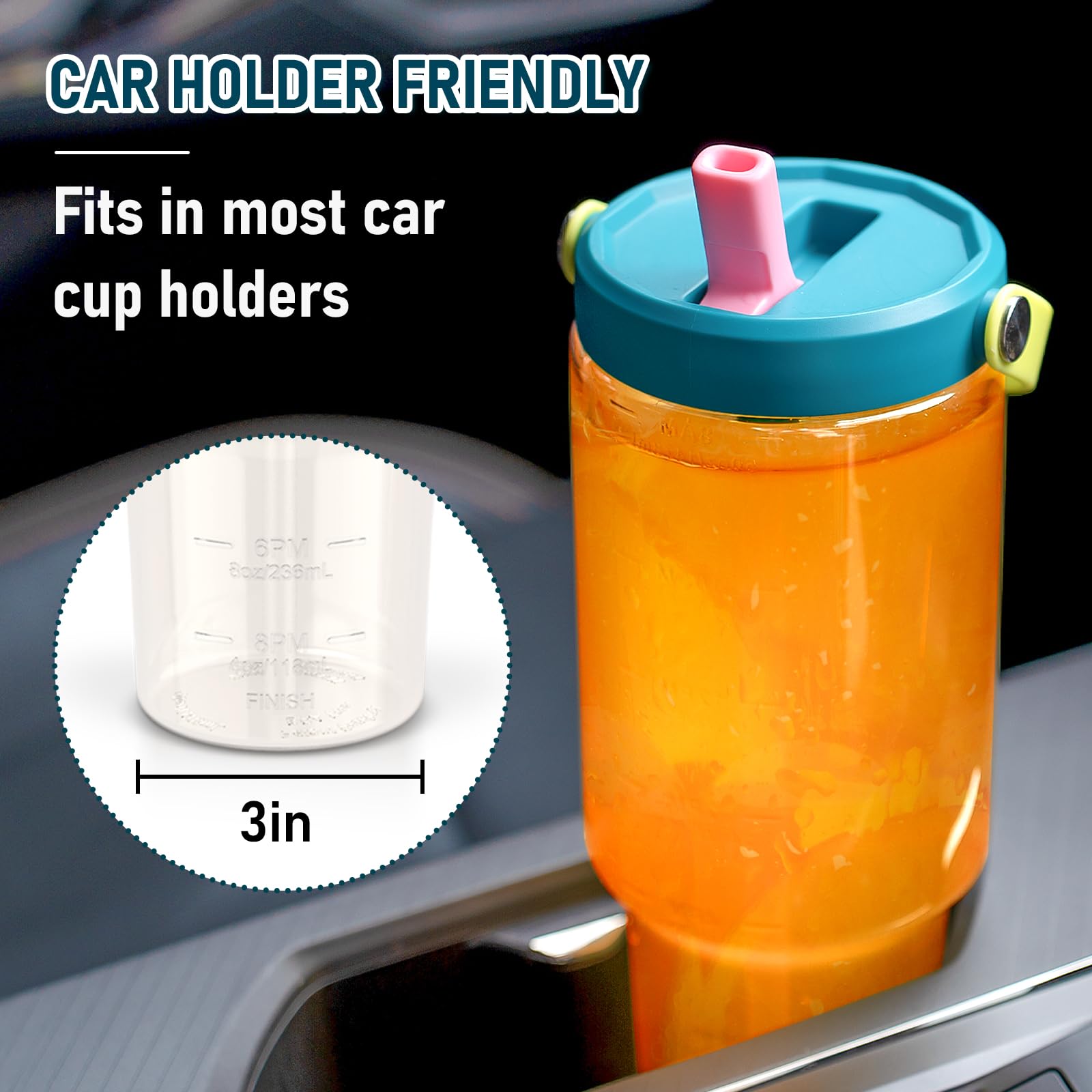 50 Oz Tritan Plastic Tumbler With Flip Straw Lid And Top Handle,- Reusable Clear Water