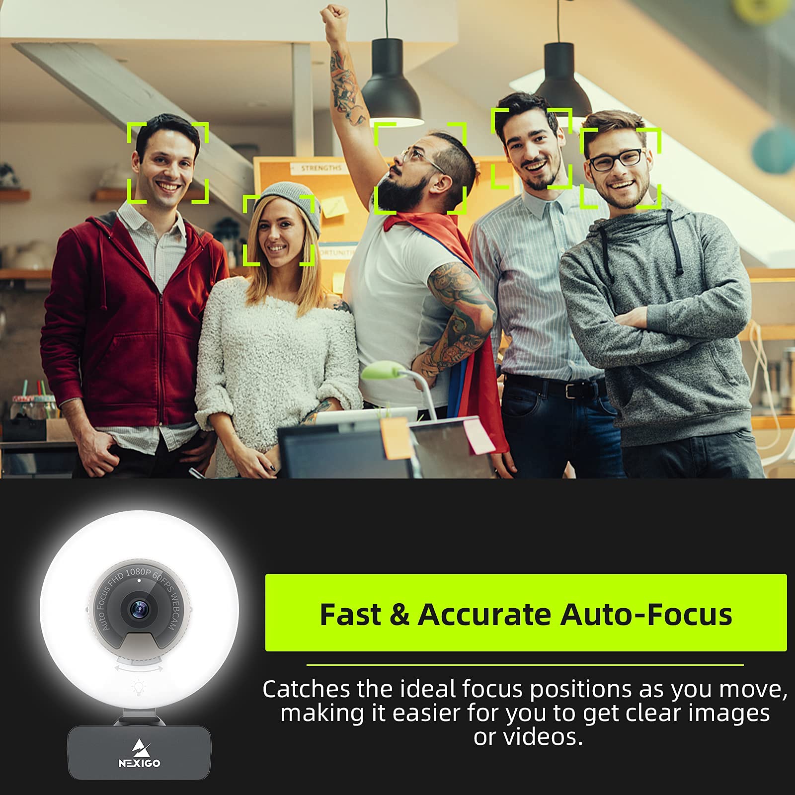 Nexigo 60Fps 1080P Autofocus Webcam With Mini Tripod Kits, N960E Usb Fhd Web Computer Camera, Extendable Tripod Stand, For Zoom/Skype/Teams Online Teaching, Laptop Mac Pc Desktop