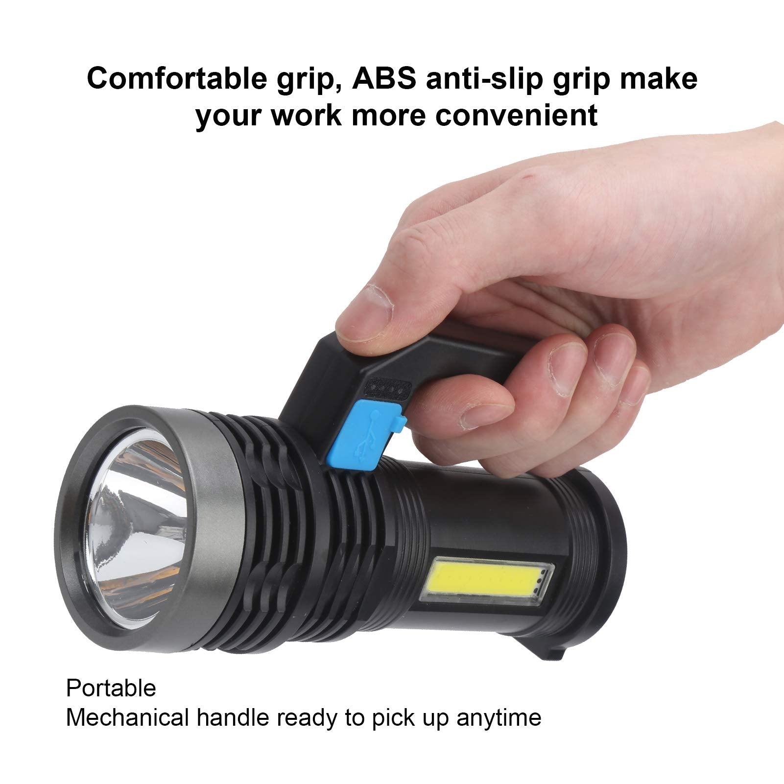 Topyond Rechargeable Spotlight, Handhold Searchlight, Outdoor Long-Range Strong Light Flashlight, 1200Mah Led Spotlight For Home, Outdoor Activities, Camping
