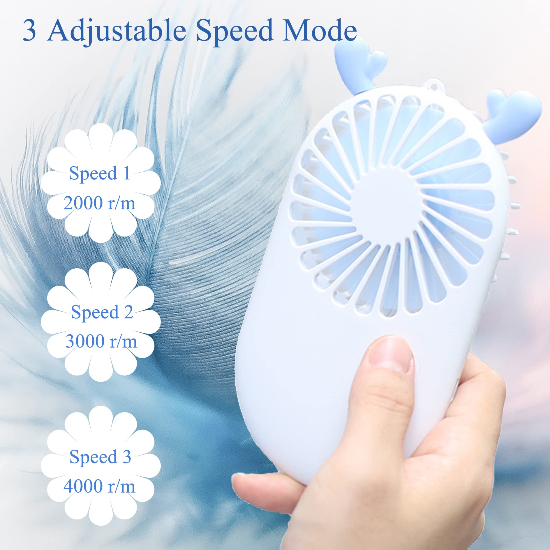 Portable handheld fans in bulk with cute design, USB rechargeable for easy on-the-go cooling