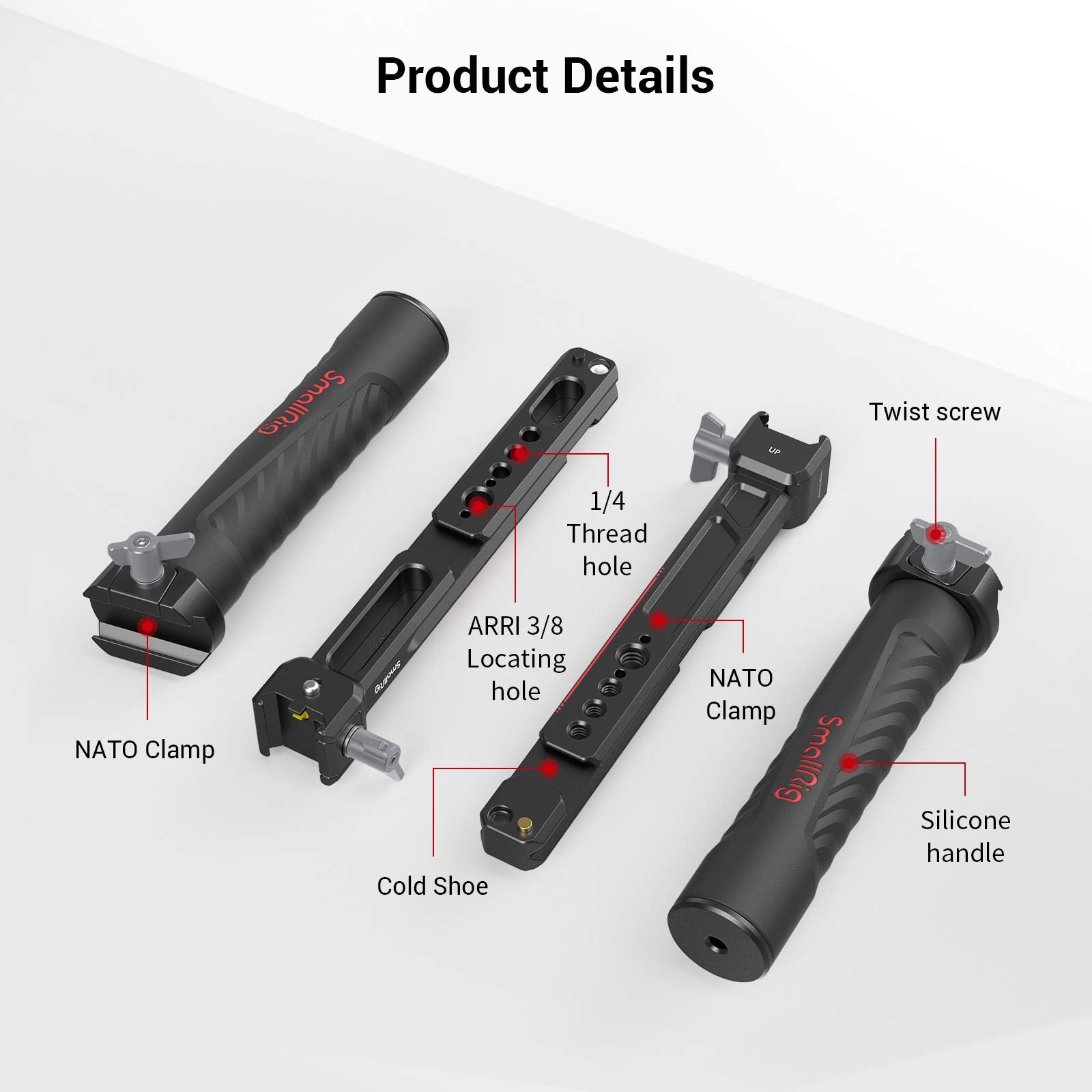 Smallrig Dual Handle Handgrip For Dji Rs 4 /Rs 4 Pro/Rs 3 / Rs 3 Pro/Rs 2 / Rsc 2 Gimbal, Gimbal Handle Grip With Nato Rails, Cold Shoe, 1/4"-20 & 3/8"-16 Threaded Holes