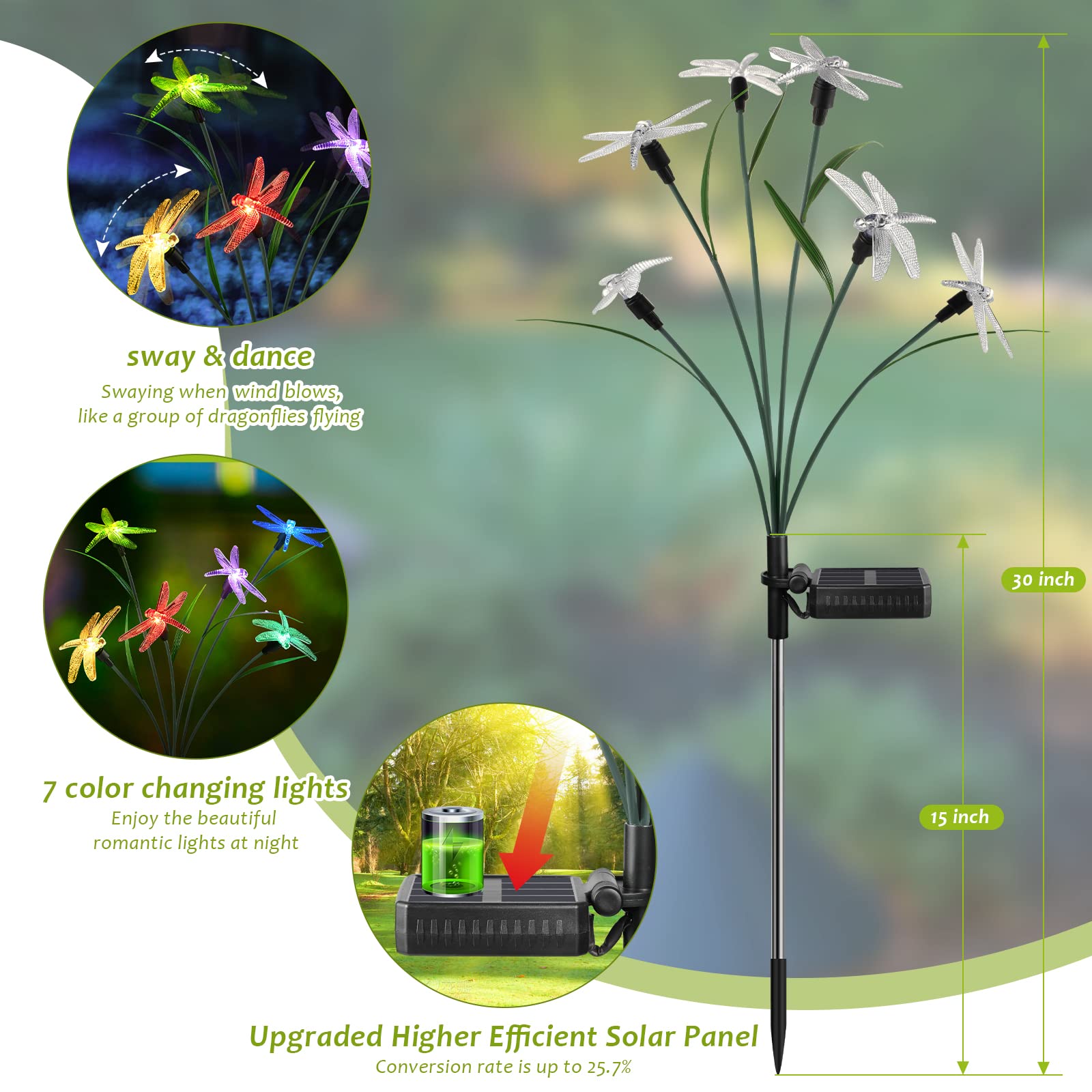 Beidoulu Solar Garden Light Outdoor Decoration Dragonfly Swing Light Set 2 Pcs For Patio Yard Landscape Path Decor For Outdoor