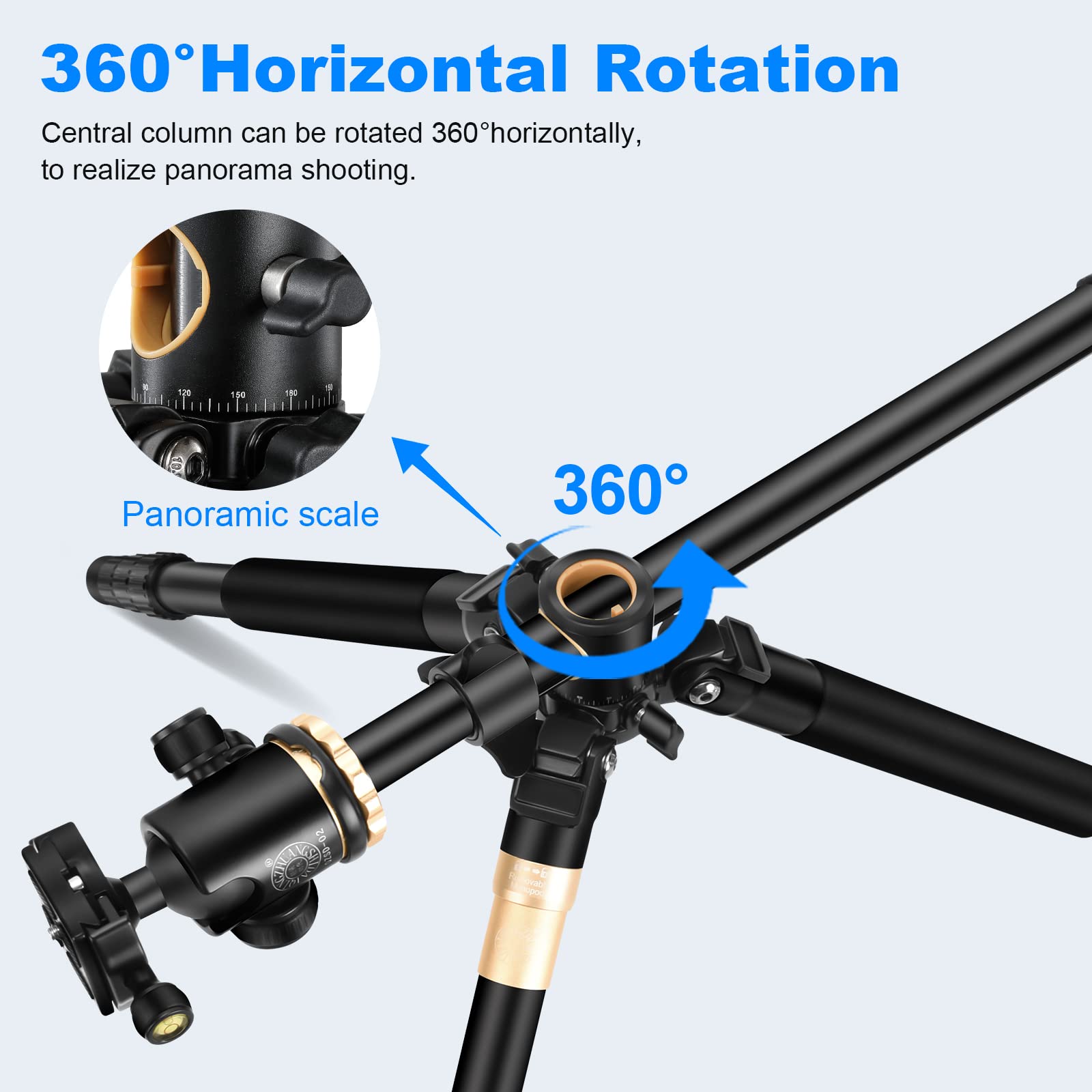 Soonpho Q992H 70Inch Professional Camera Tripod,3-In-1 Aluminum Alloy Tripod & Horizontal Tripods & Detachable Monopod With 360 Degree Ball Head For Dslr Cameras, Load Up To 17 Pounds