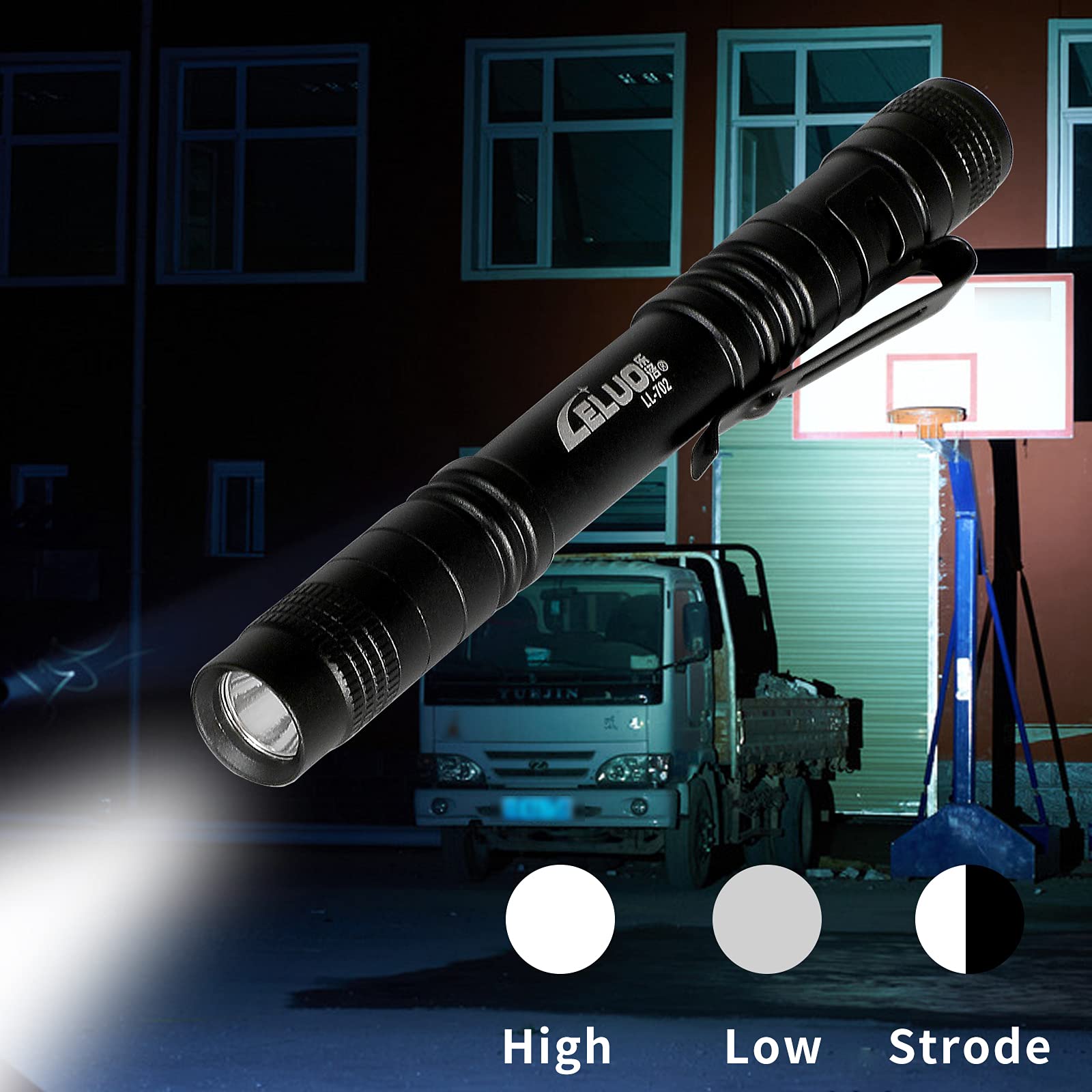 Kemaily Handheld Pen Flashlight 150 Lumens Lamp Clip Mini Pen Light Small Pocket Penlight(2 Short)