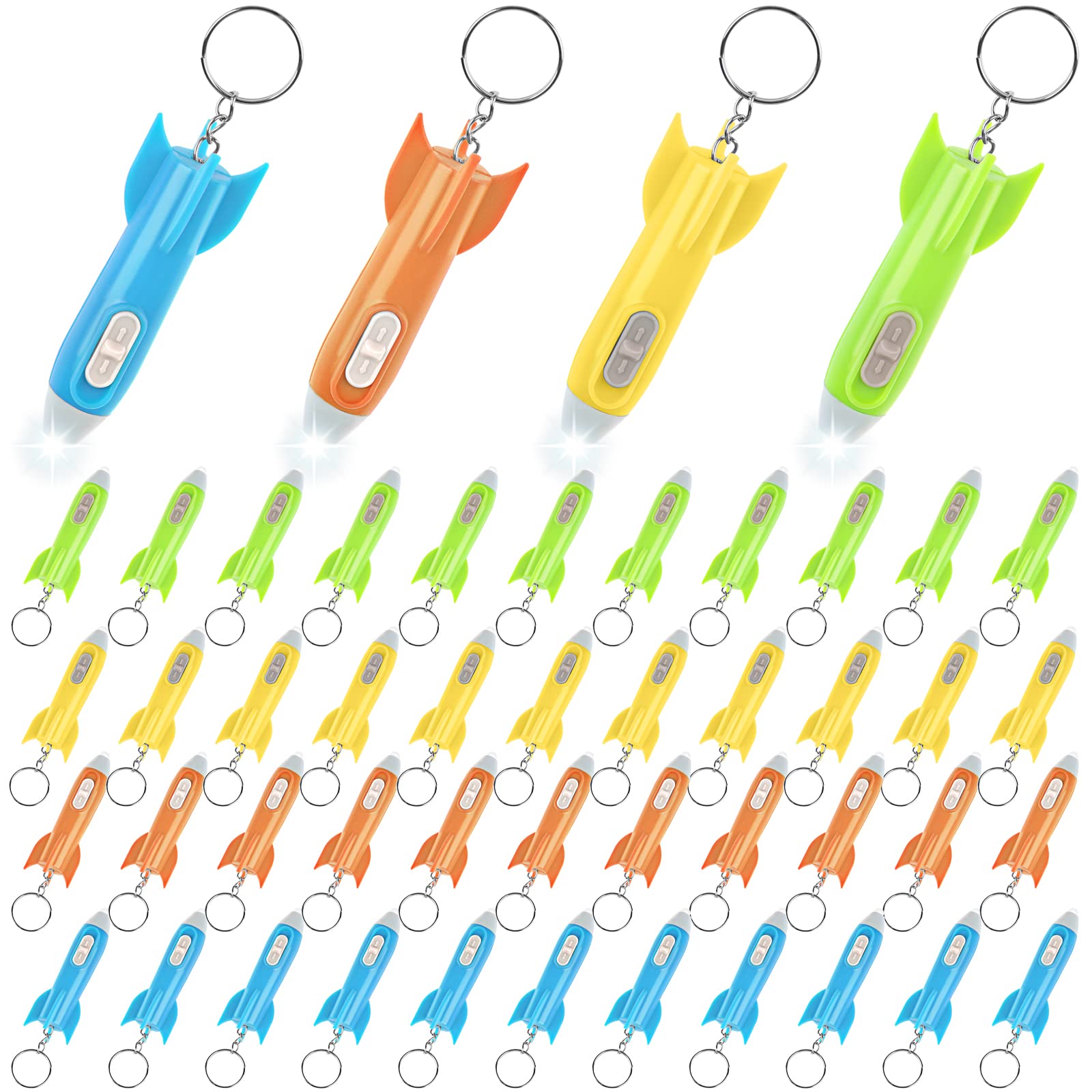 Oppaxf 100 Pcs Helicopter Mini Flashlight Keychain, Rocket Led Flashlight, Mini Flashlights In Bulk, Colorful Led Flashlight, Small Flashlights For Kids, Mini Led Flashlight Keychain, Astronaut Party Favors