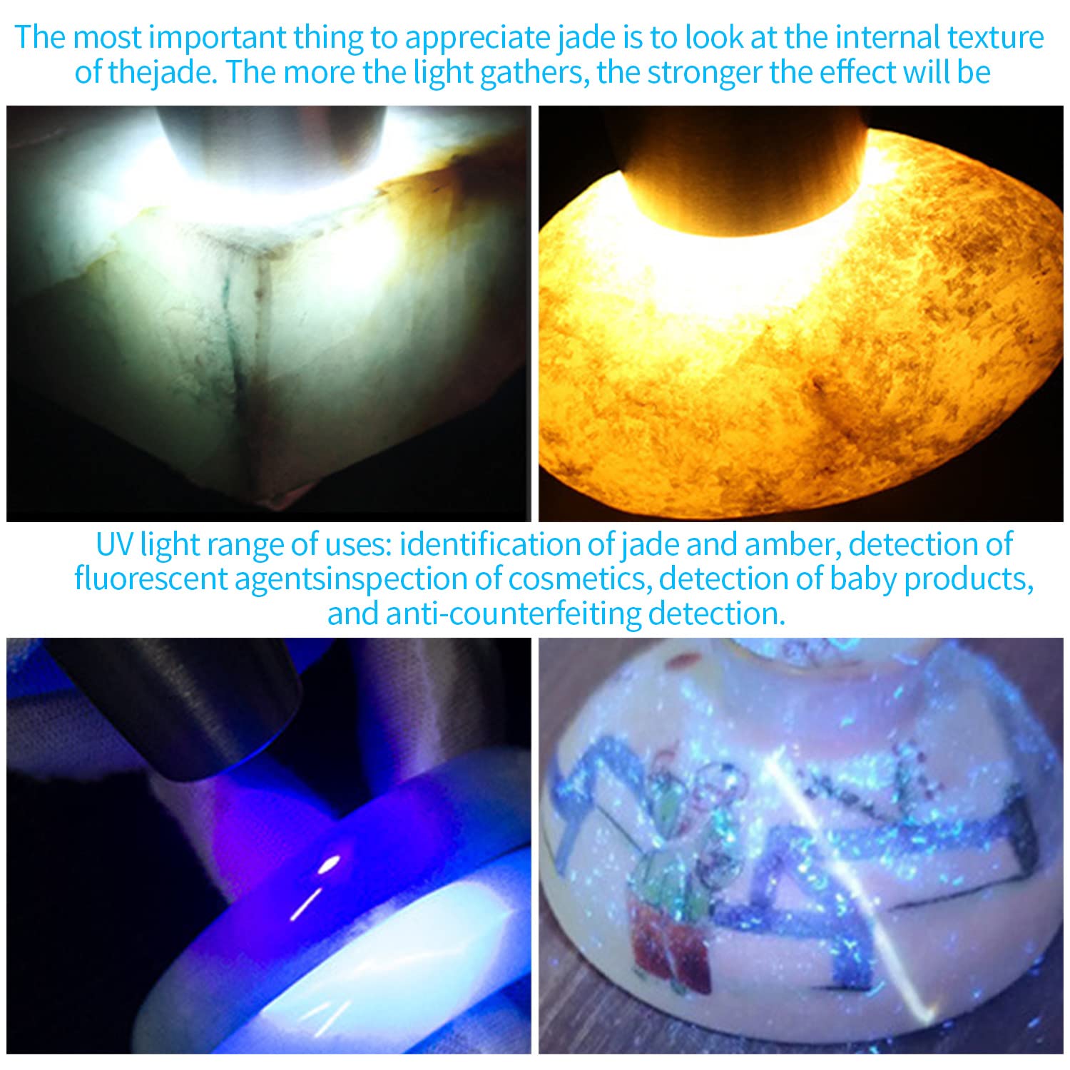 Yzyoe Usb Rechargeable Six Leds Expert Jade Appraisal Flashlight, Jewelry Flashlight ，Red Light，Jewelry Appraisal Gemstones Diamond.