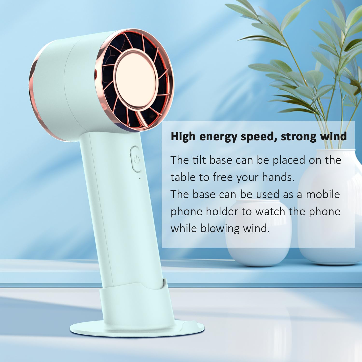 Personal Mini Electric Handheld Fan, Portable Turbo Fans With Desk Base, 2000Mah Rechargeable Batter