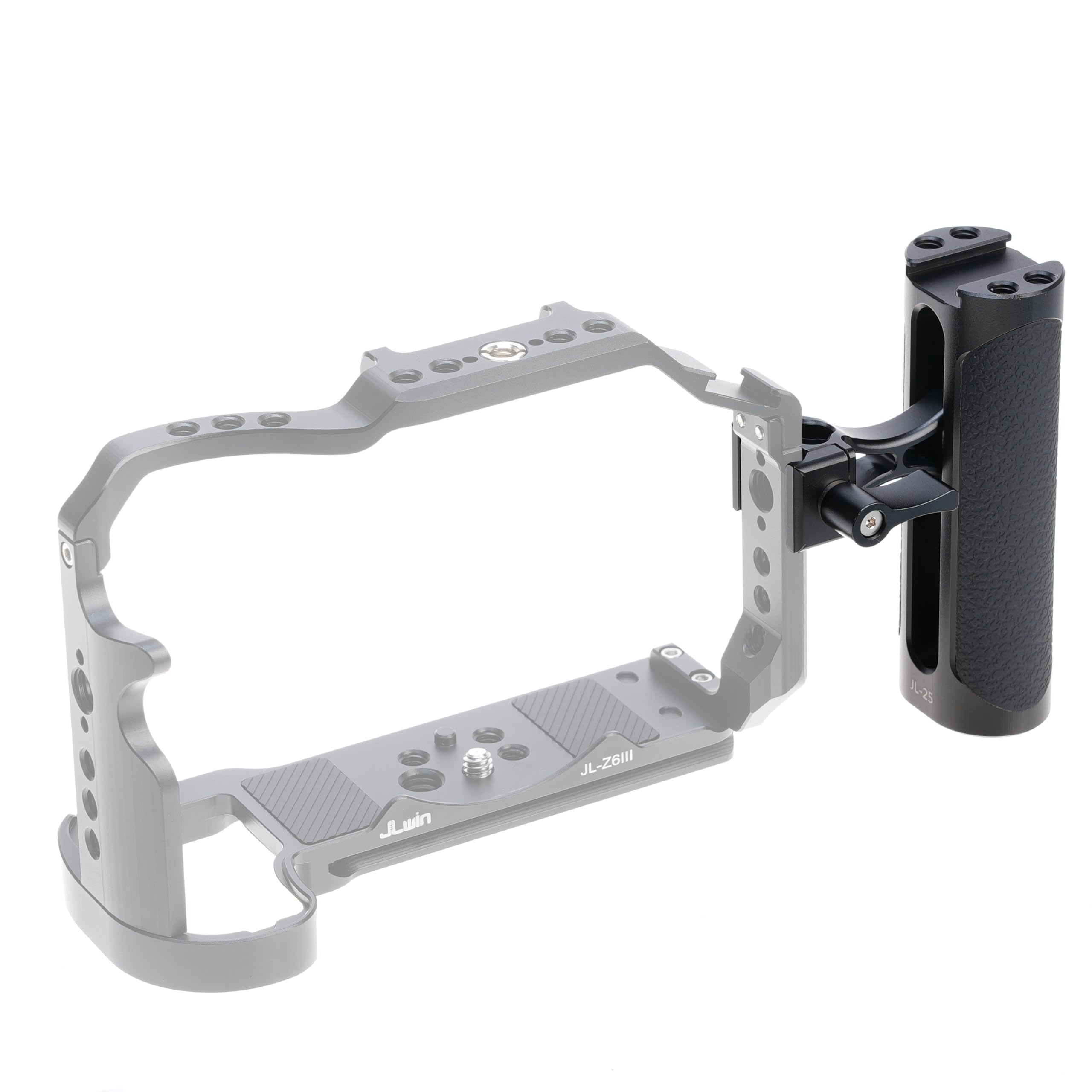 Focusfoto Nato Clamp Side Handle Grip, Left Or Right Handgrip With 1/4"-20 Screw & Cold Shoe Mount Universal For Nato Rail Camera Cage Led Light Microphone Video Stabilizer Rig (Height Adjustable)