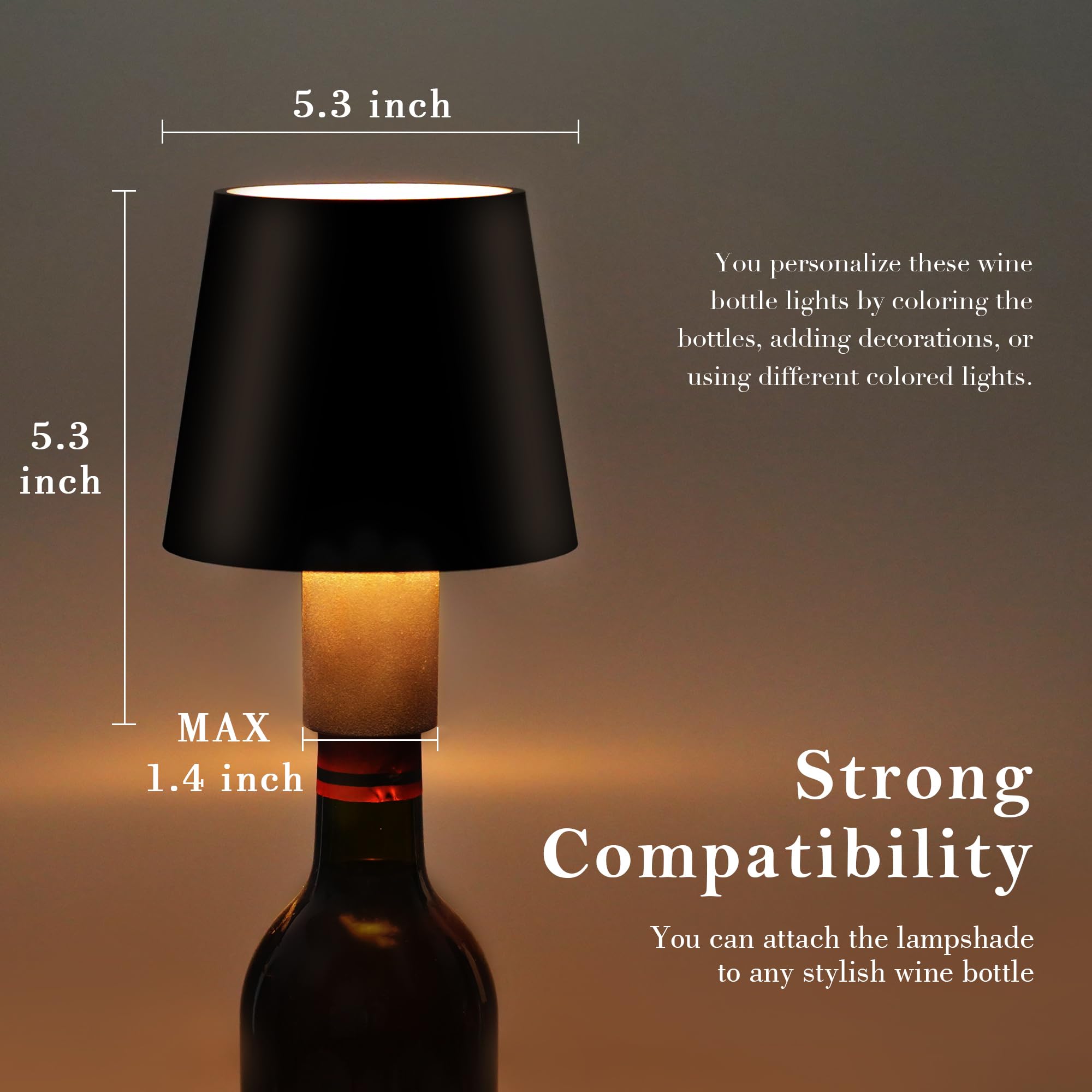 Faithorse 4Pack Led Wireless Wine Bottle Lamp, Rgb 5 Modes & Cct Modes Table Lamp, Ip54 Waterproof Bottle Lamp, Rechargeable Touch Control Lamp For Club/Restaurant/Prom/Party/Bar (Black)