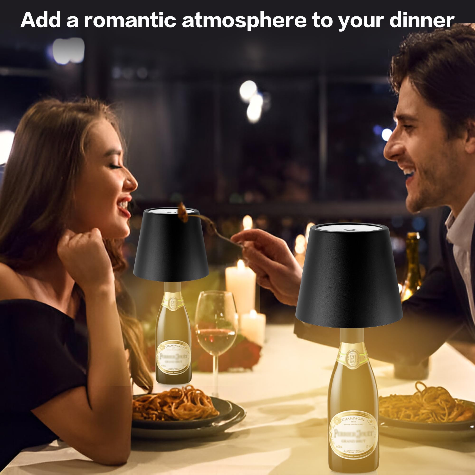 Turnerlite Bottle Lamp, Wireless Wine Bottle Lights With Remote 3 Color Temperature Wine Light Built-In 5000Mah Rechargeable Battery Cordless Liquor Lamp, Ip54 Desk Lights For Bar Bedside Home(Black,2Pack)