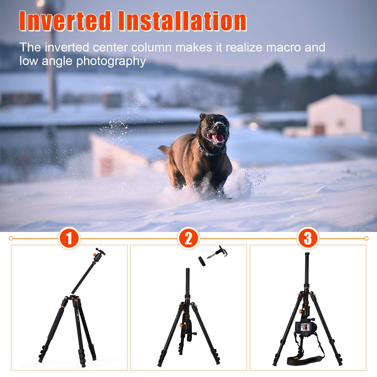 Phopik 77" Camera Tripod,Travel Tripod For Dslr,Professional Tripod With 360 Degree Ball Head,Camera Tripods & Monopods With Carry Bag For Camera, Ipad,Phone,Lightweight Load Up To 17.6 Pounds