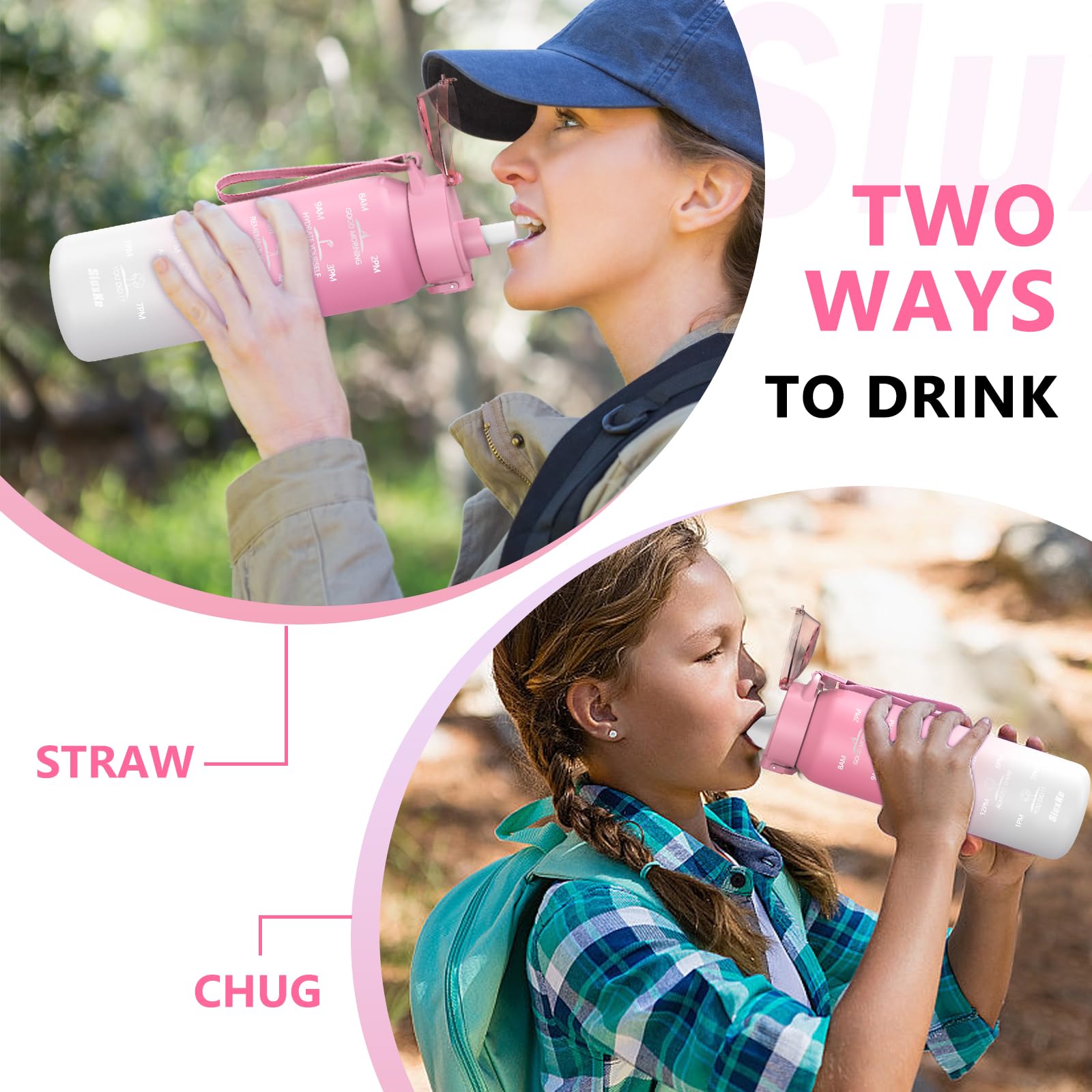 Insulated Water Bottle 32Oz With 2Lids,18/10 Stainless Steel 1000Ml Insulated Water Bottle Double